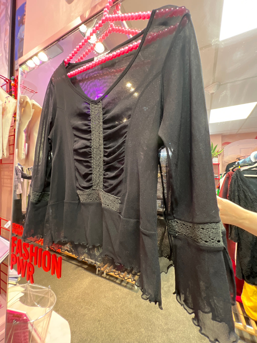 Xanaka black see through top with details