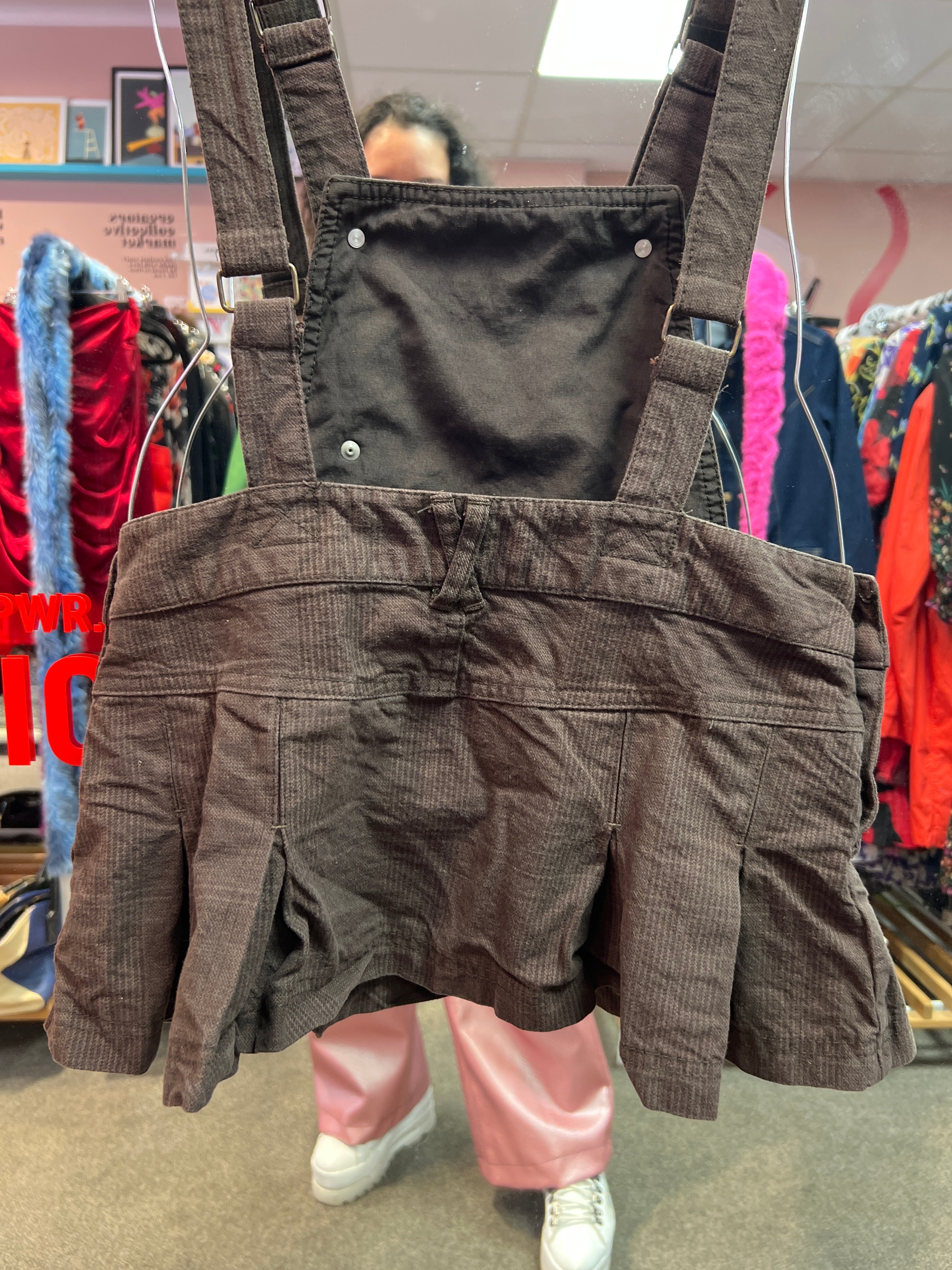 BSK brown overall mini skirt