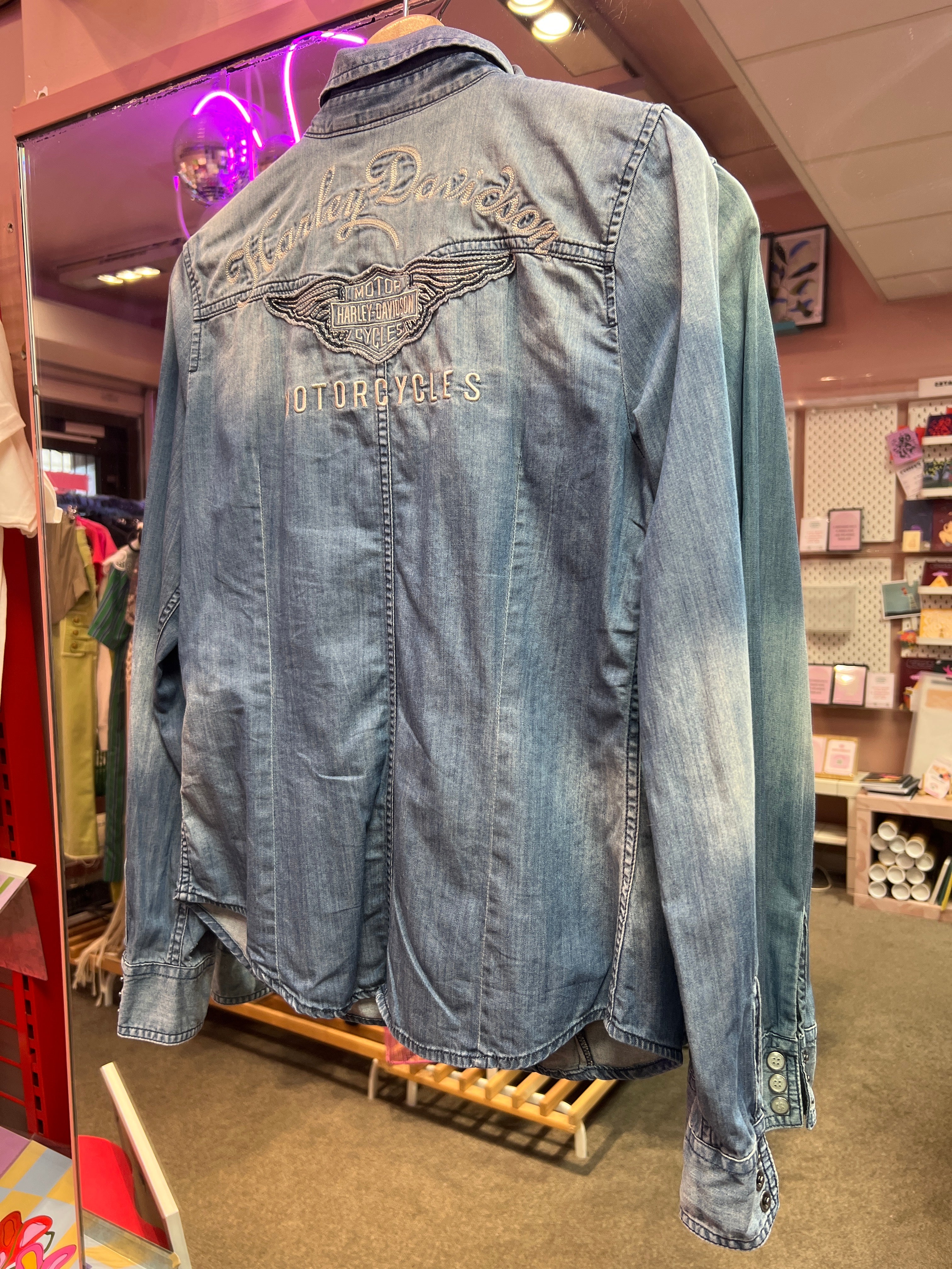 Harley Davidson light jeans shirt