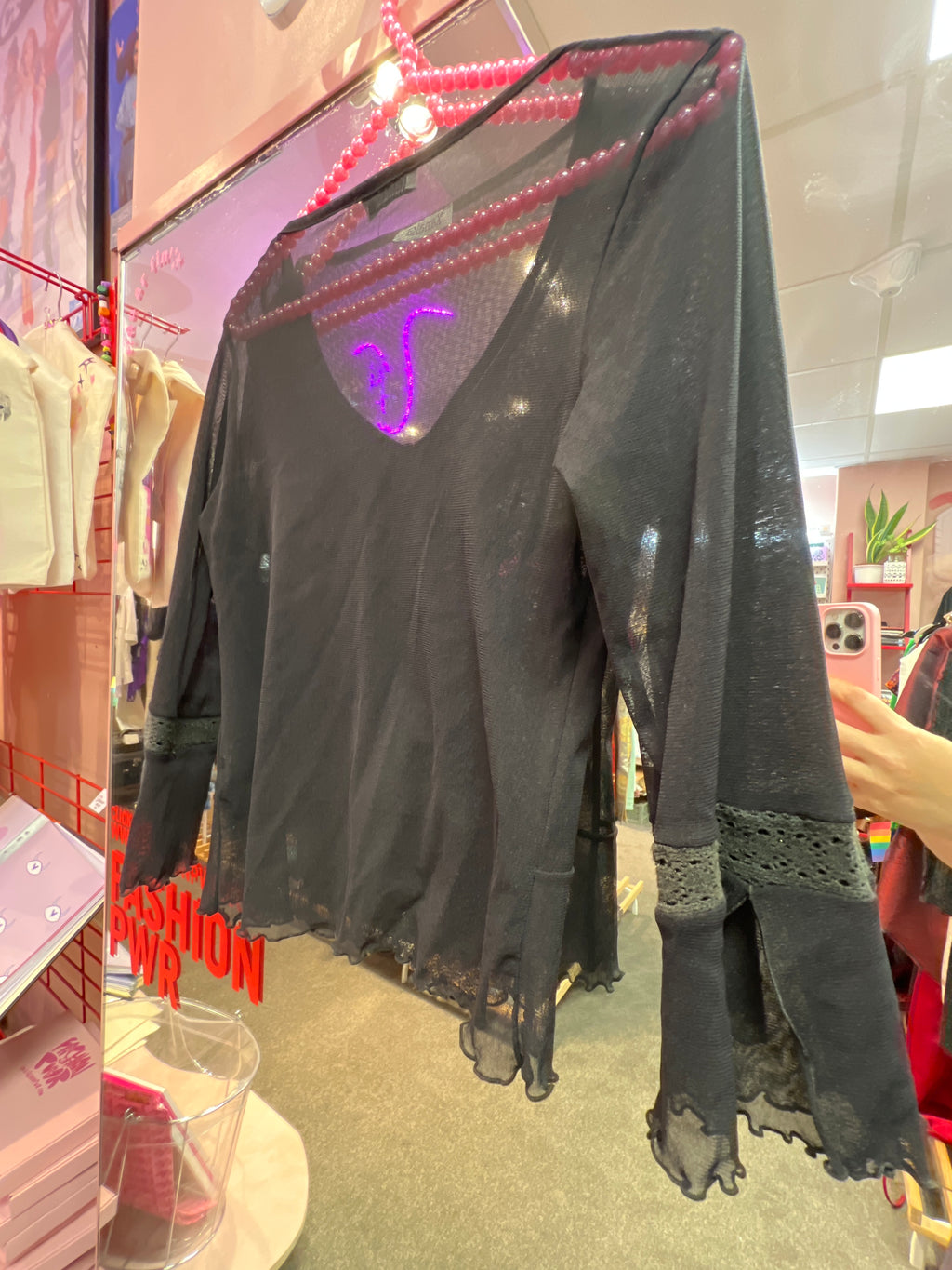 Xanaka black see through top with details