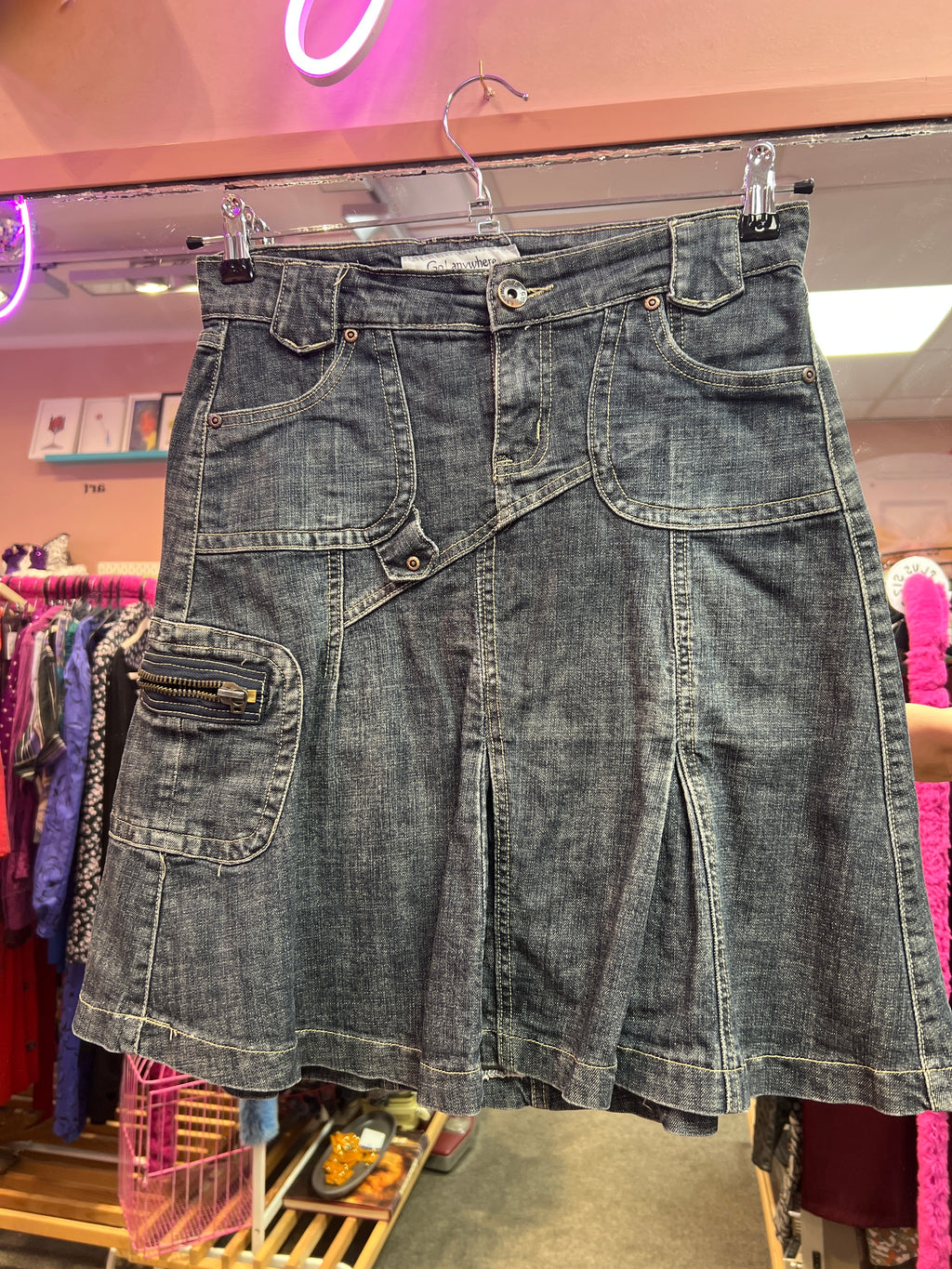 Y2K jeans skirt multi pockets Go!