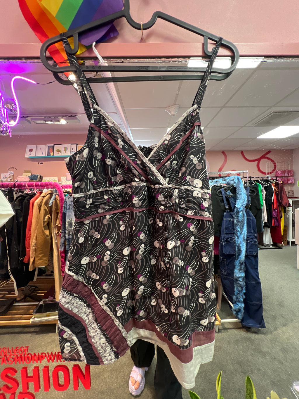 Cotton and silk brown top with details