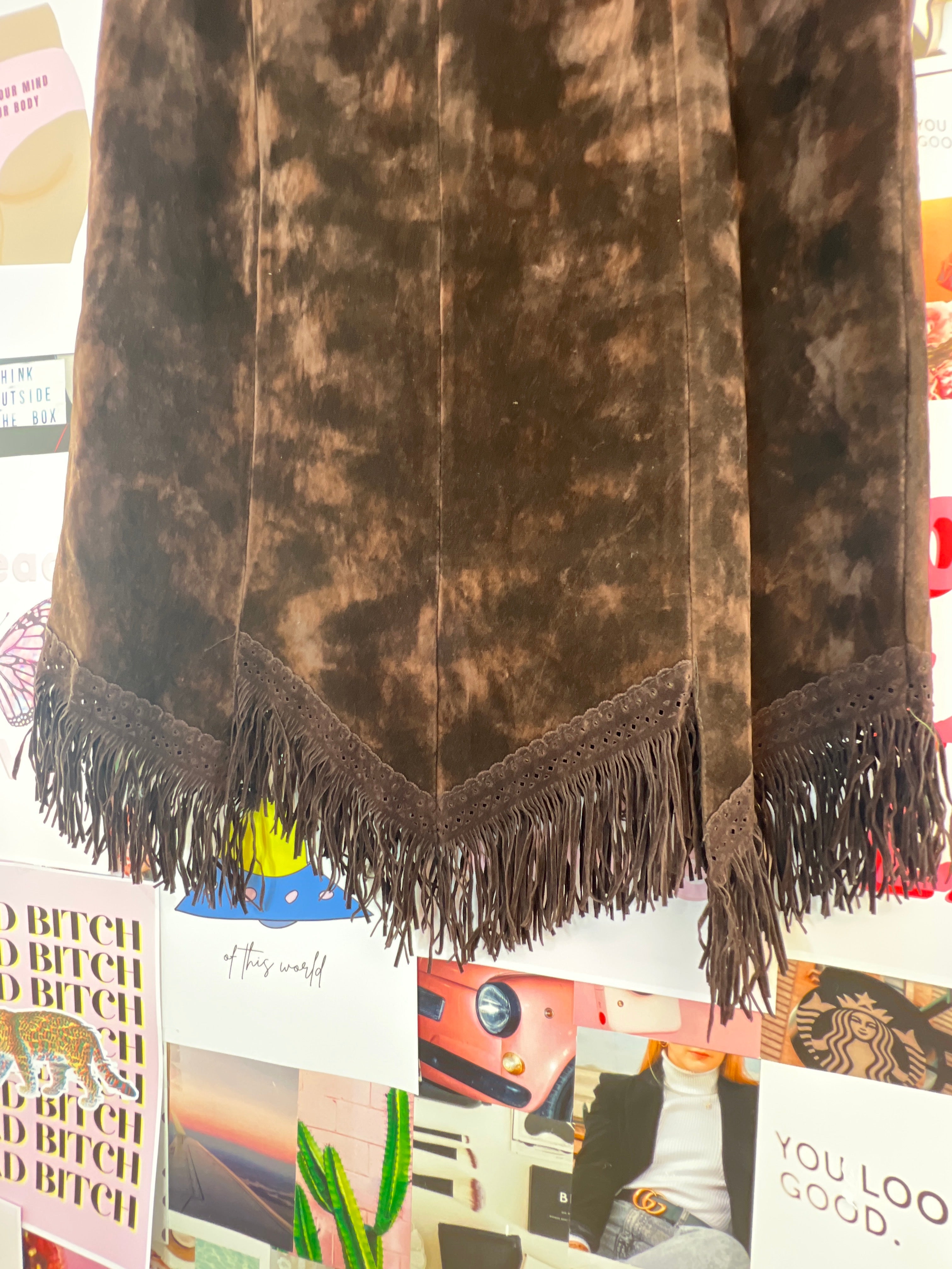 Brown Nyeroket Skirt With Fringes