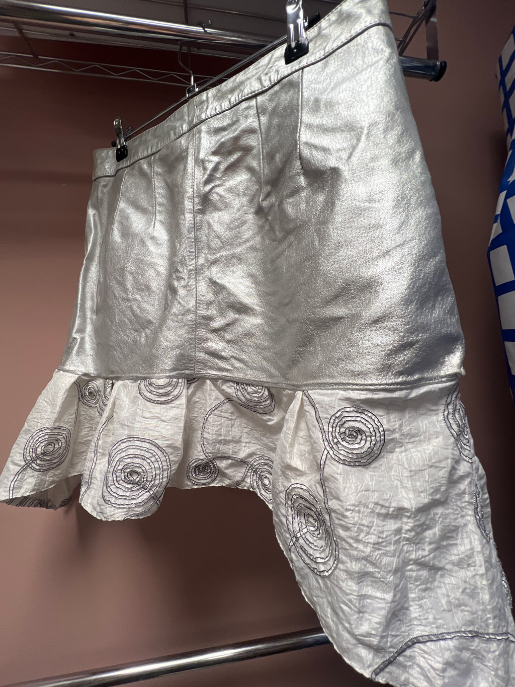 Upcycled metallic skirt