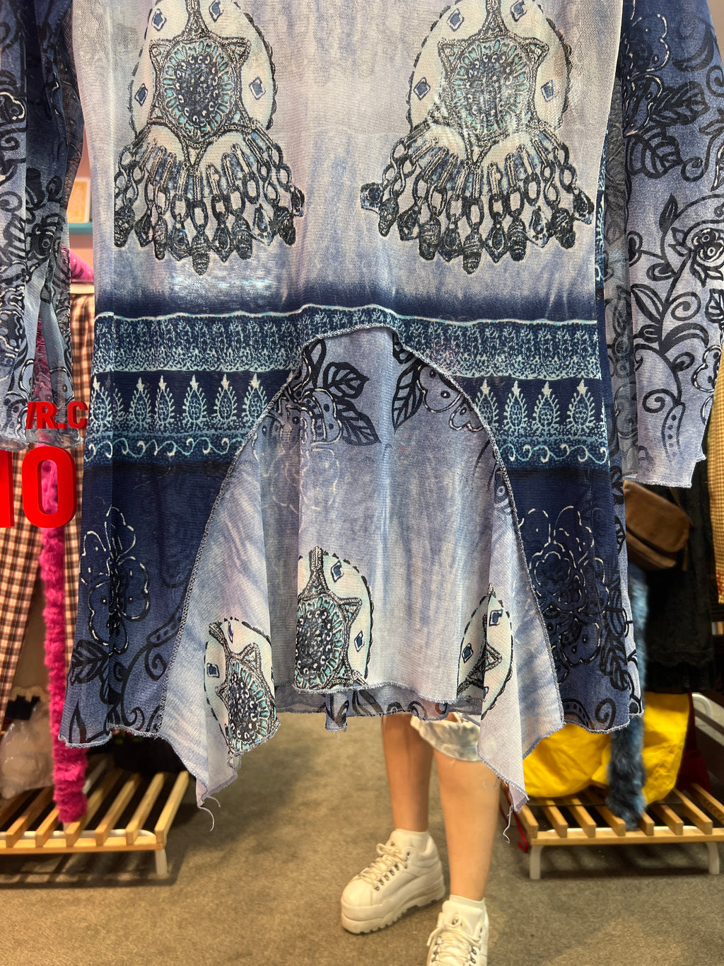 Blue Y2K see through blouse