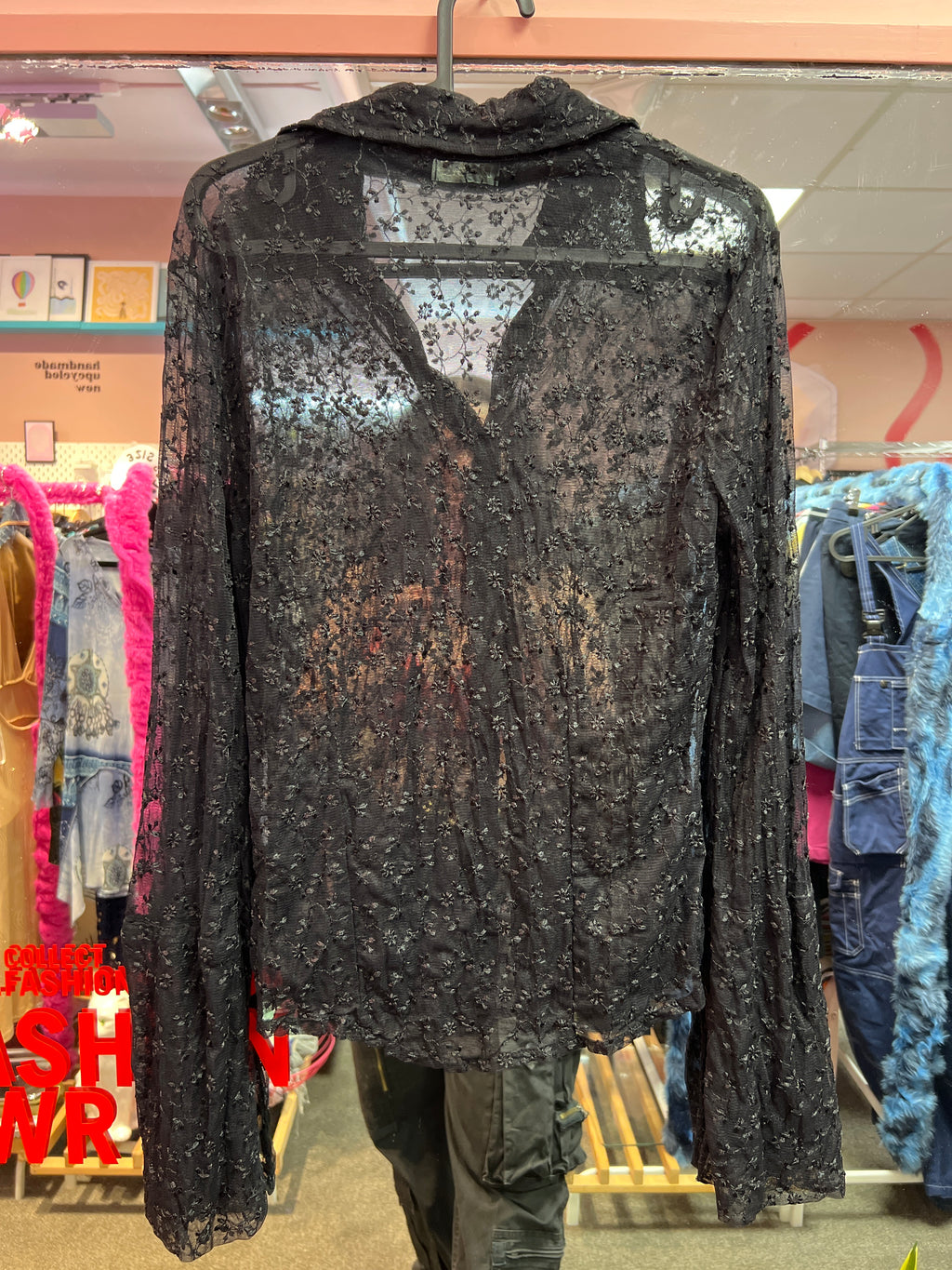 Black see through sexy shirt