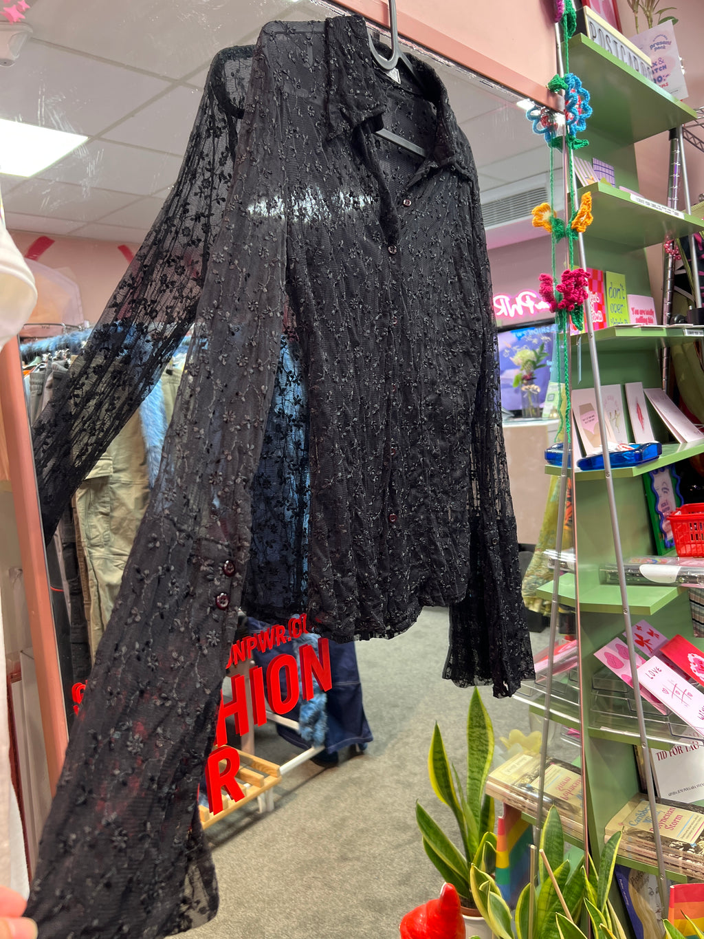 Black see through sexy shirt