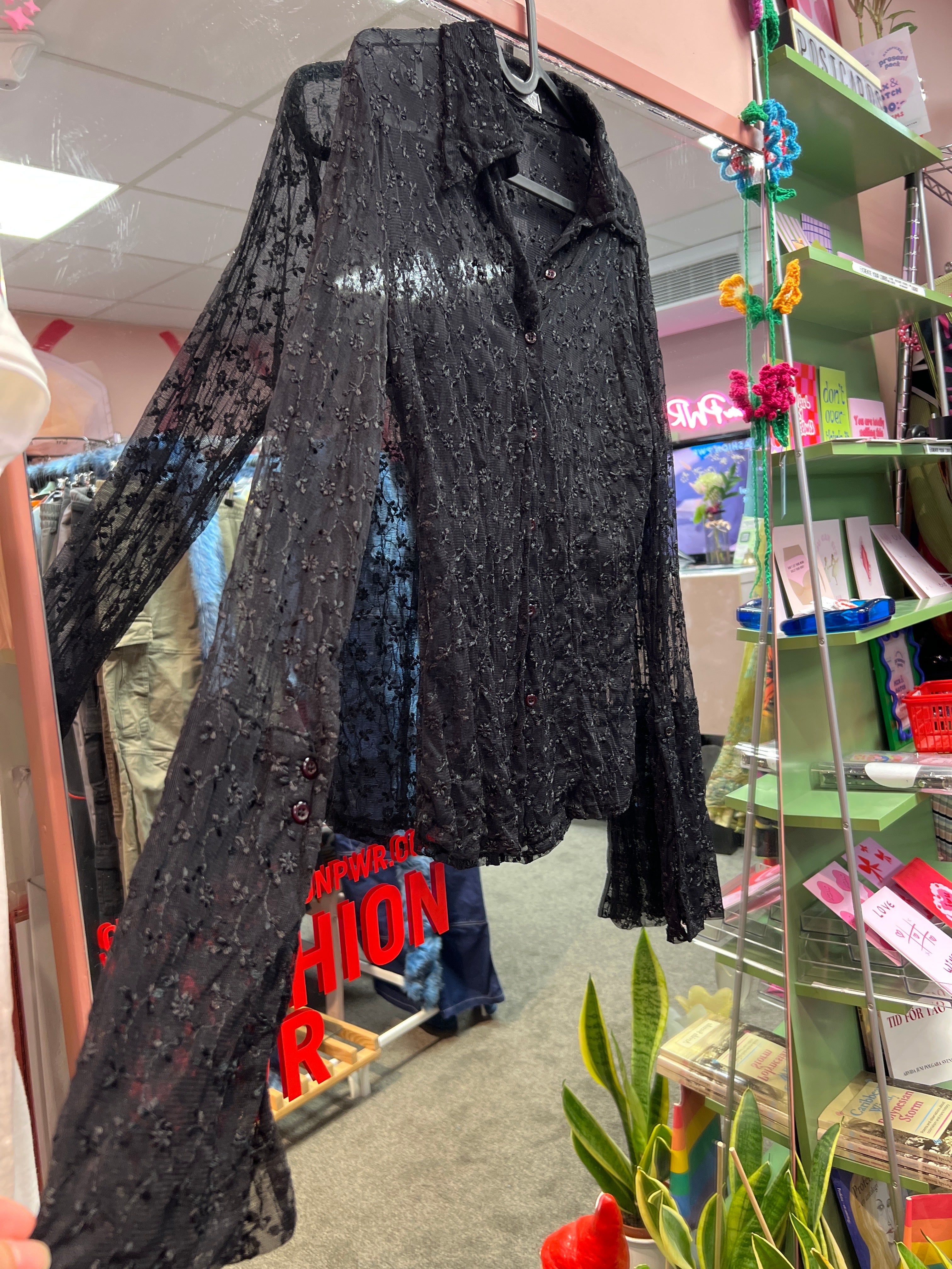 Black see through sexy shirt