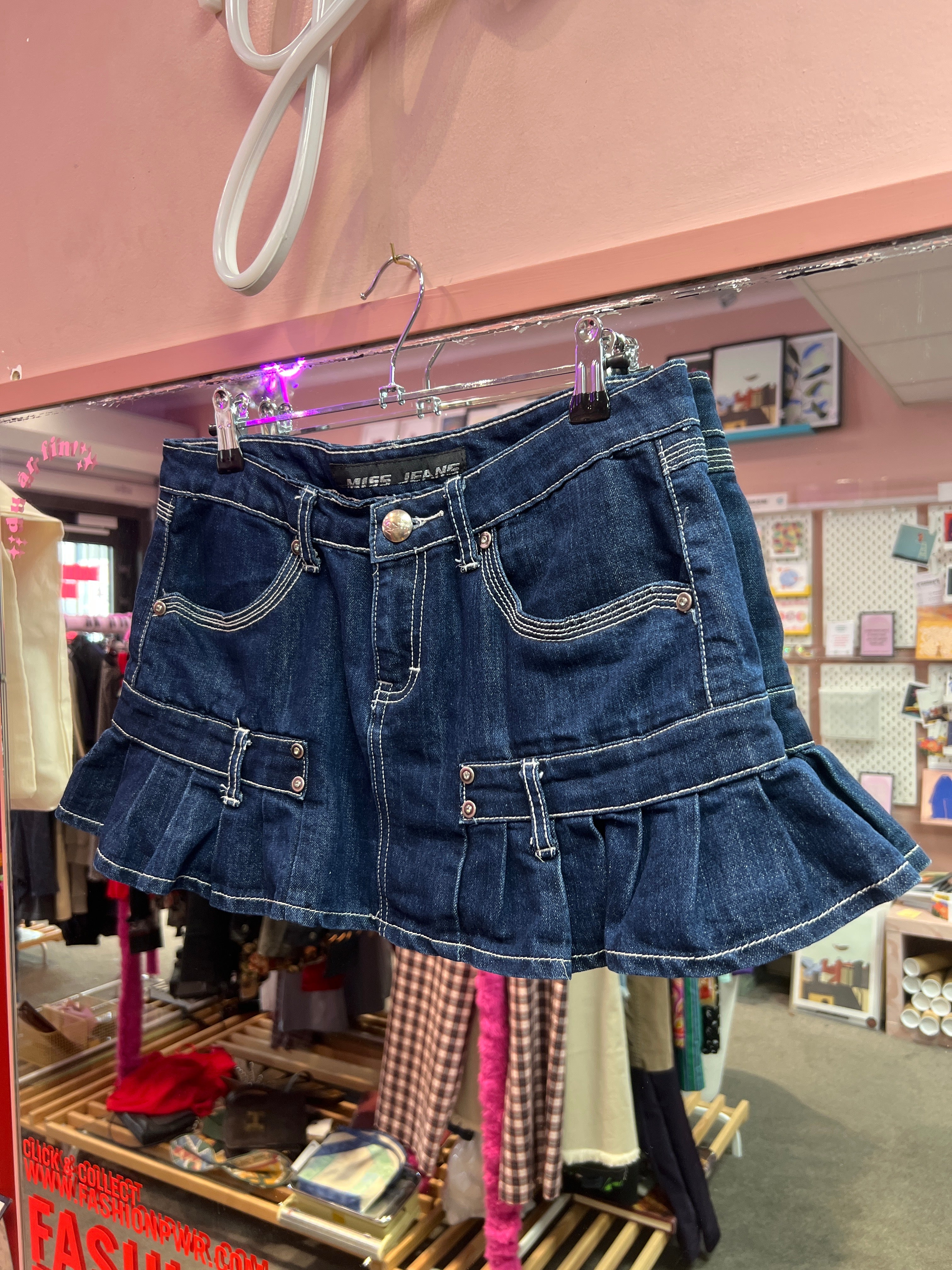 Jeans skirt dark blue with frills