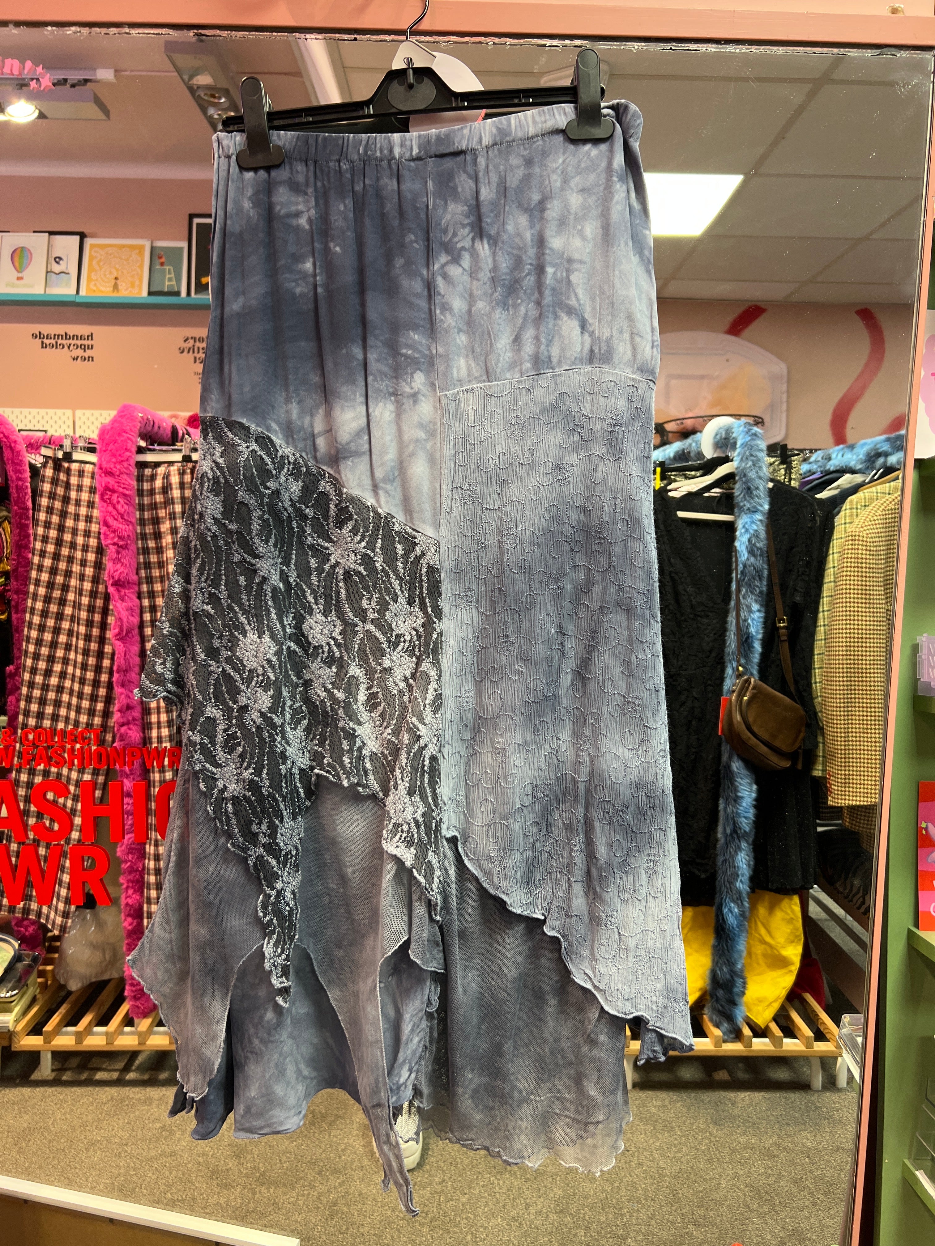 Asymmetrical blue bohemian skirt