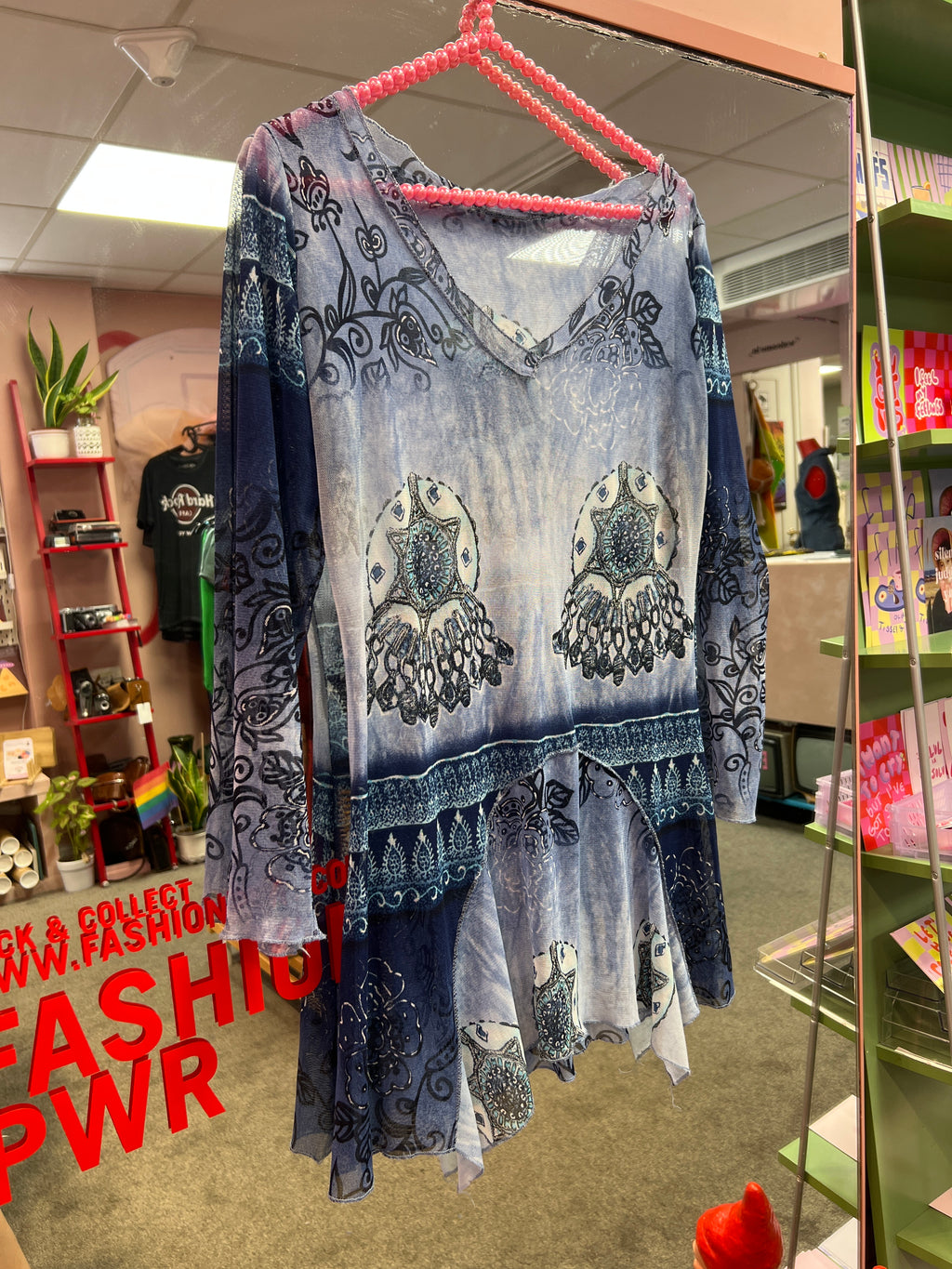 Blue Y2K see through blouse