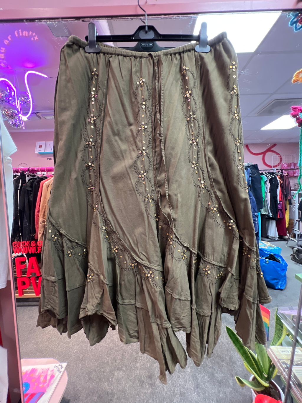 Bohemian green skirt