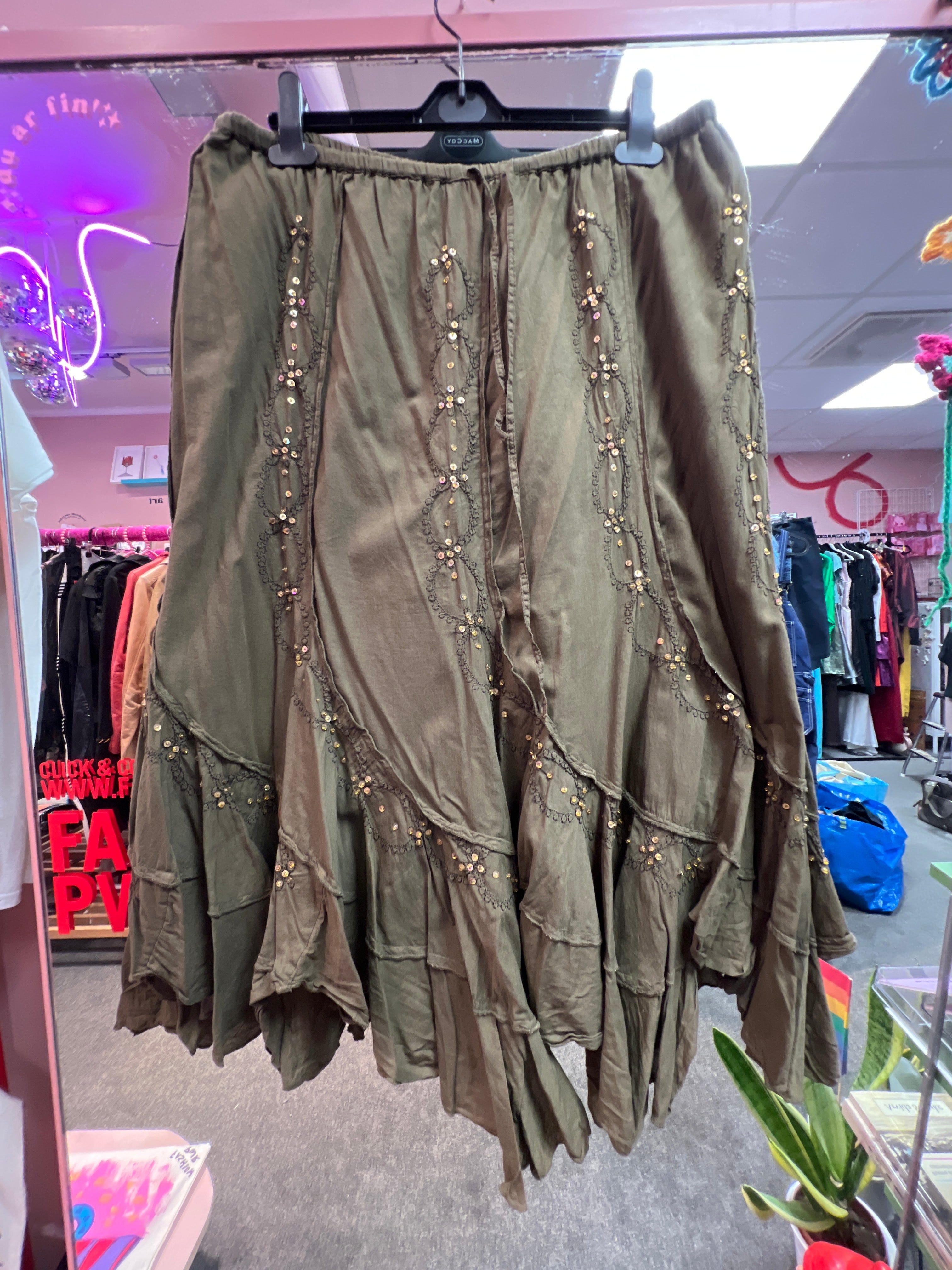 Bohemian green skirt