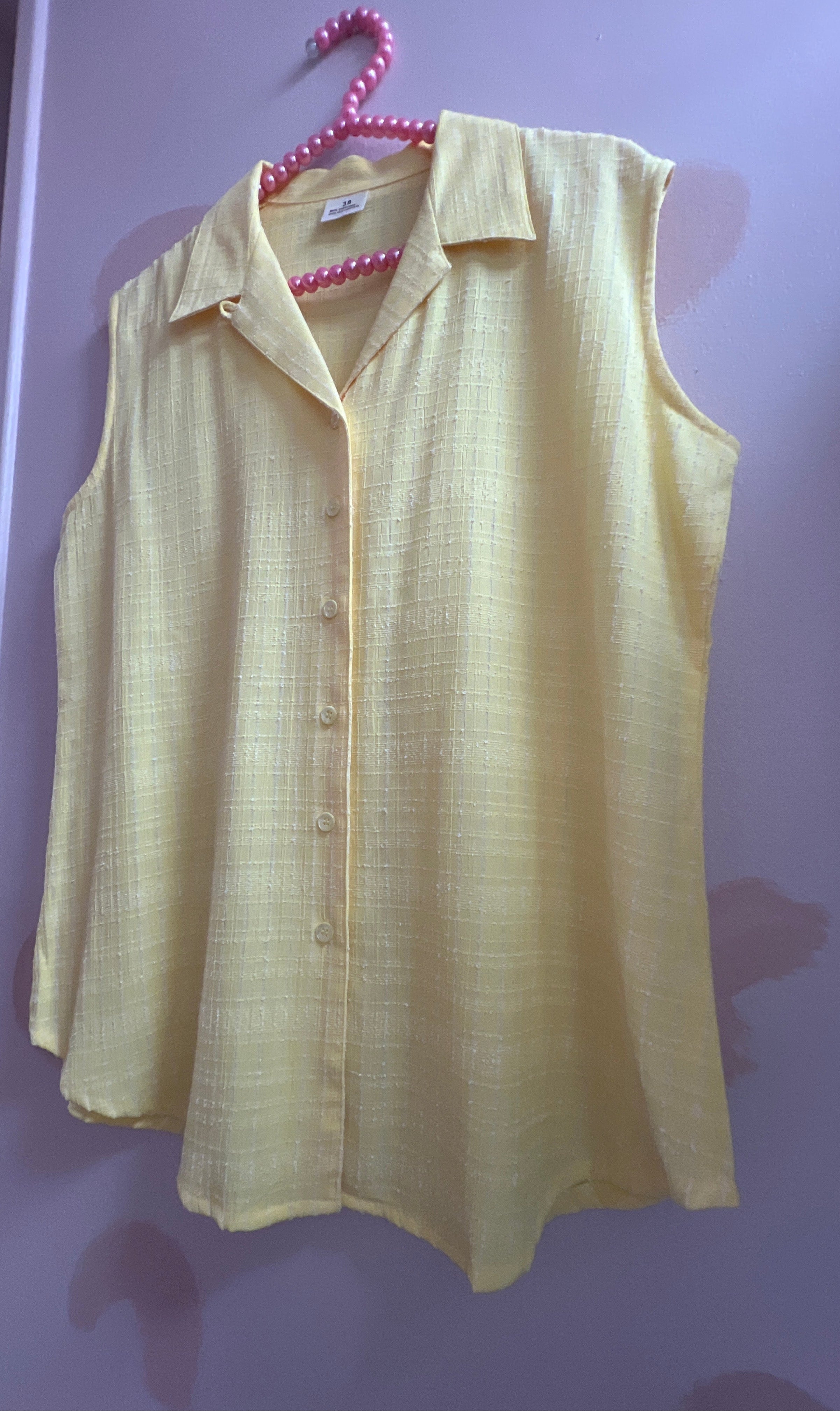 Yellow Sleeveless Button-up Top