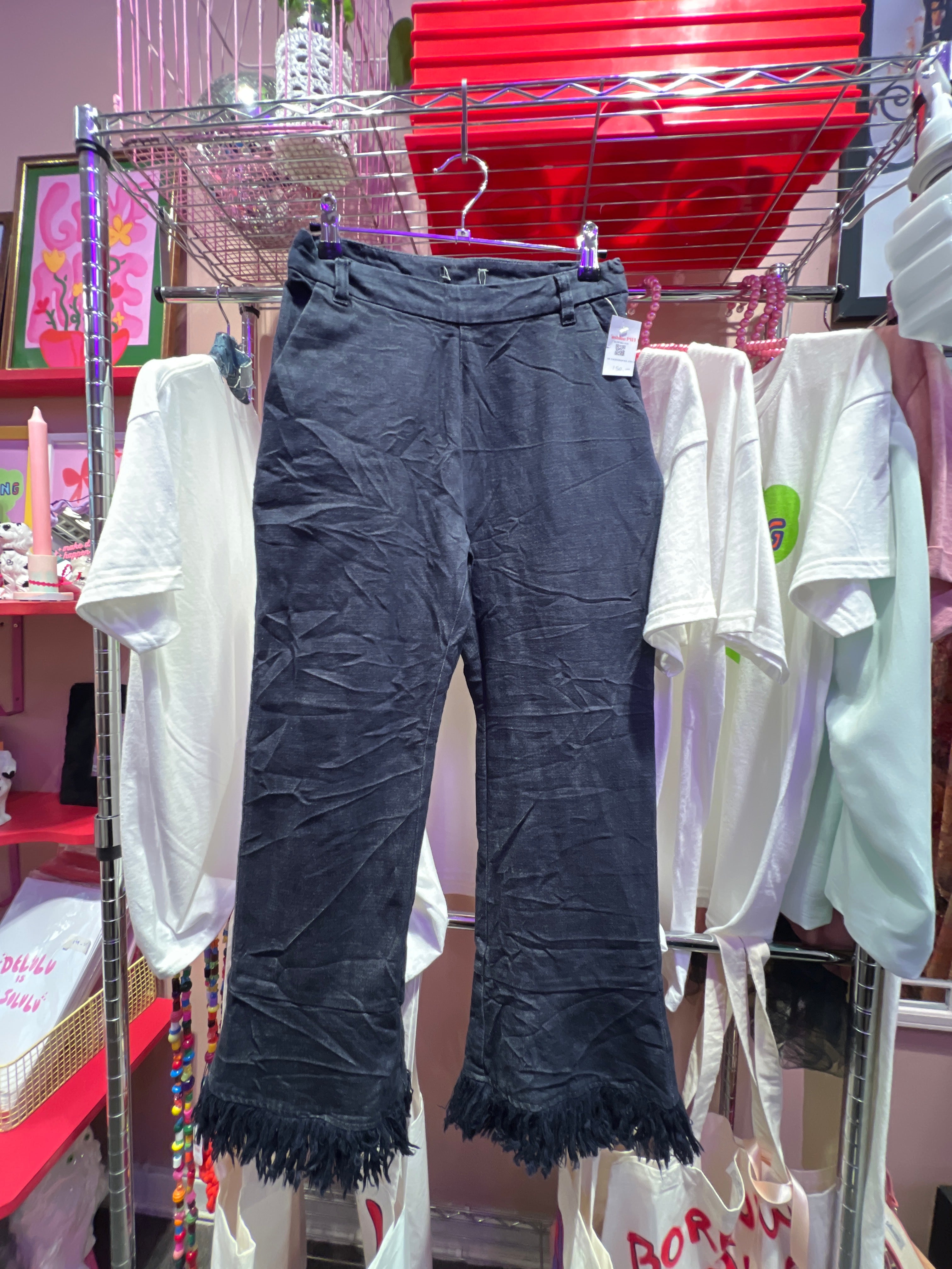 Blue jeans with fringes