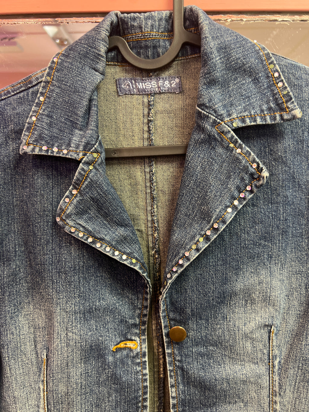 y2k vibes jeans jacket with stones