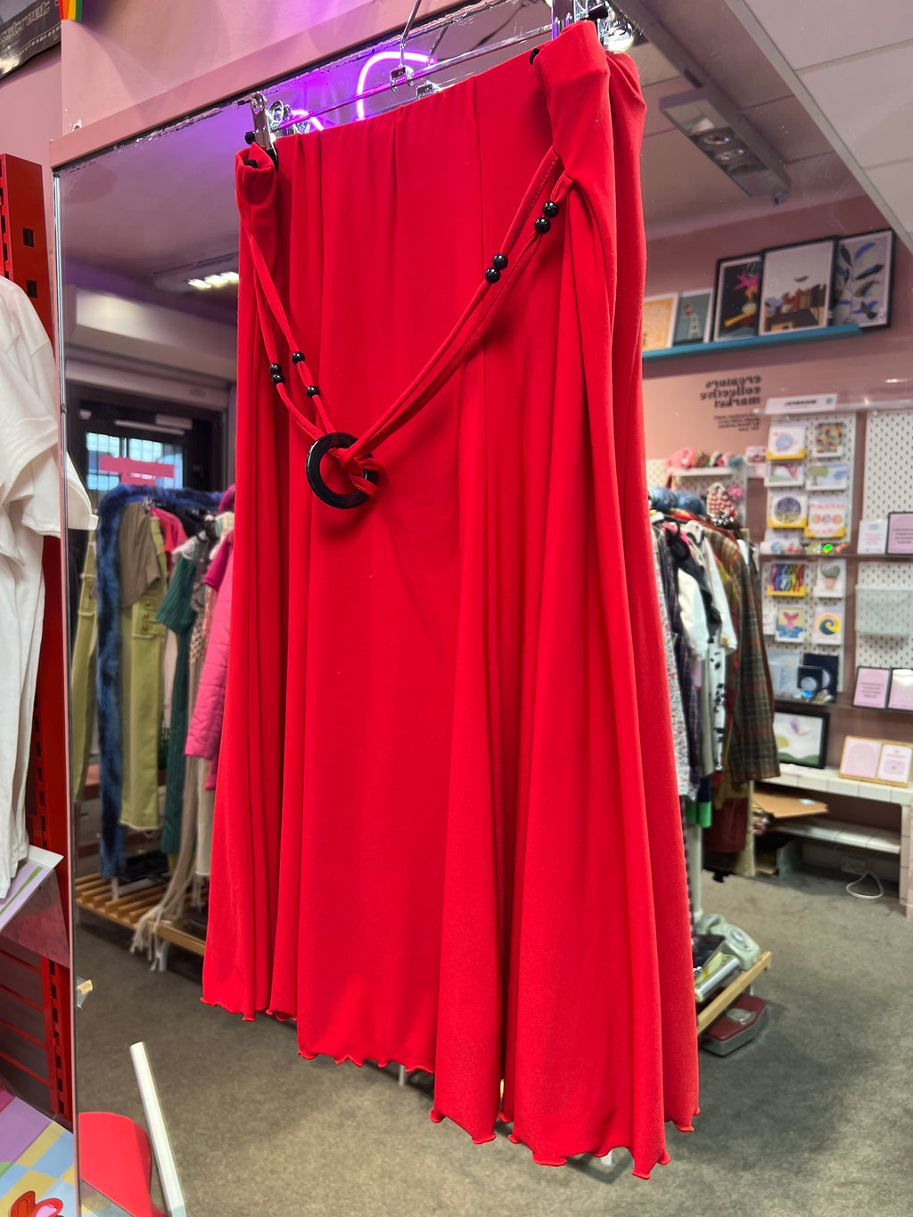 Red Y2K vibes skirt with belt