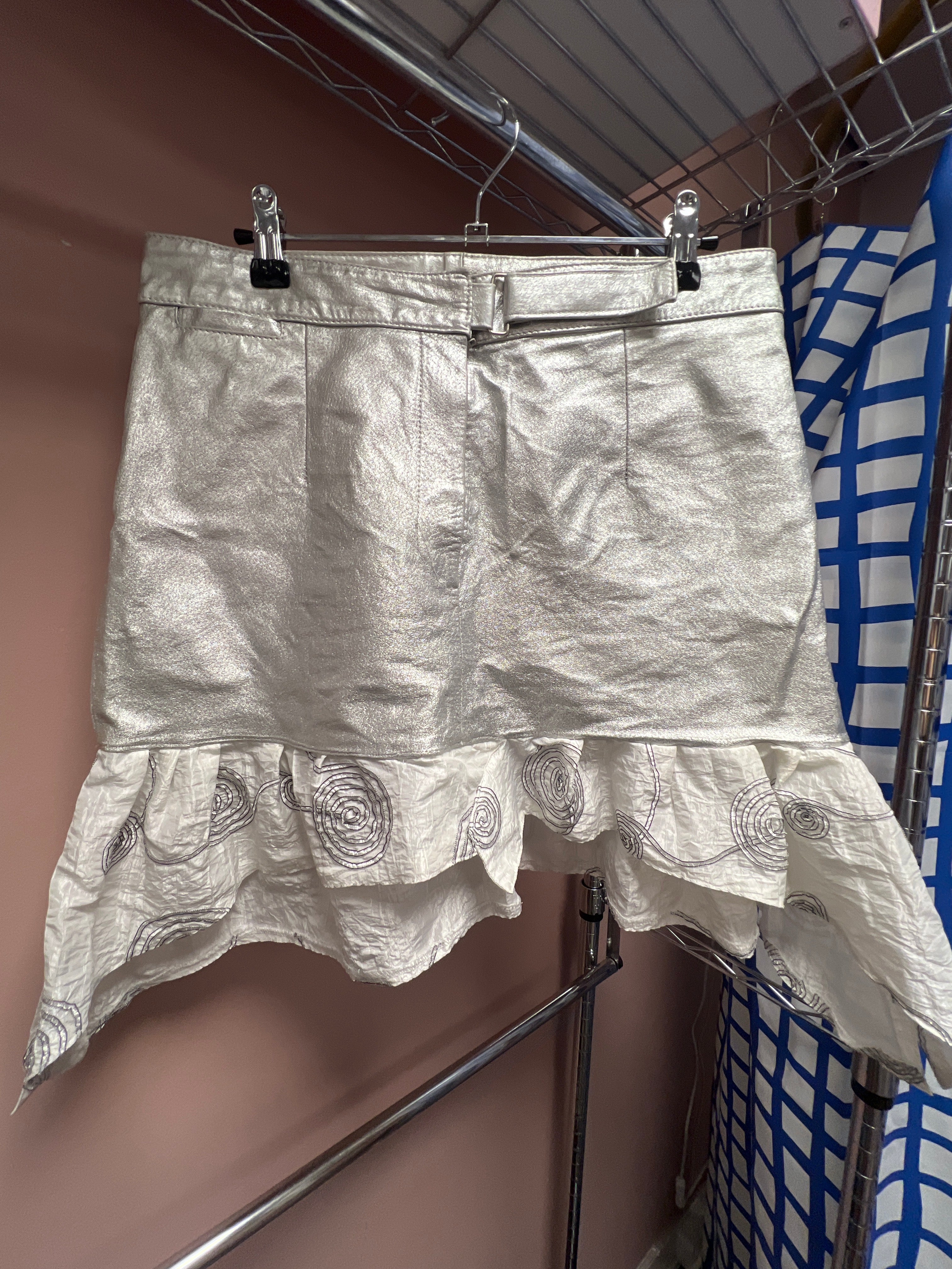Upcycled metallic skirt