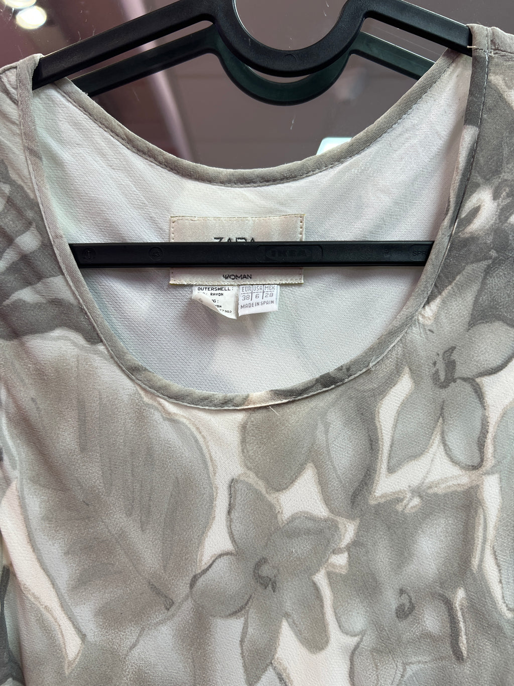 Grey green flowers dress