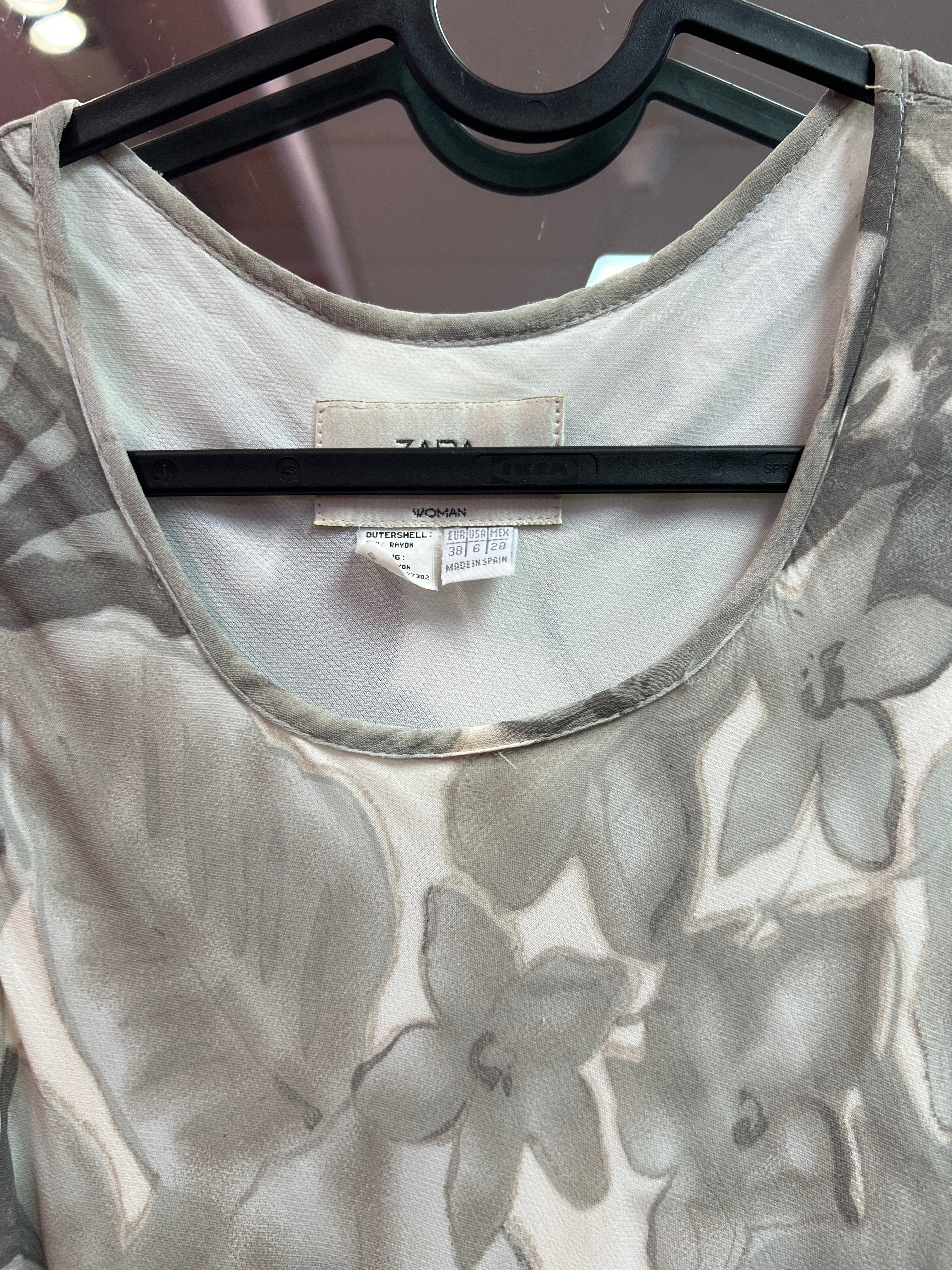 Grey green flowers dress