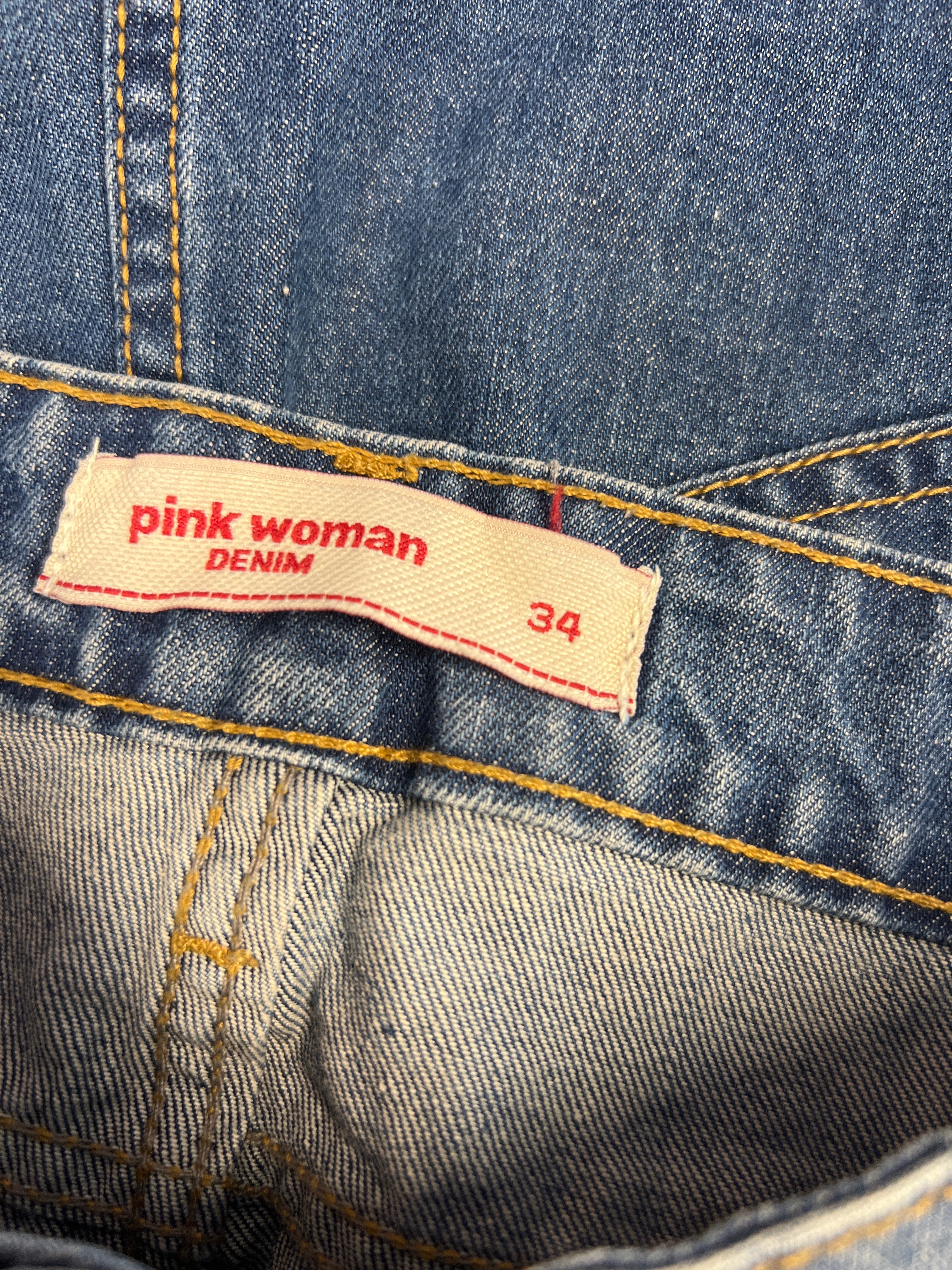 "Pink Woman" Jeans Skirt with Frills