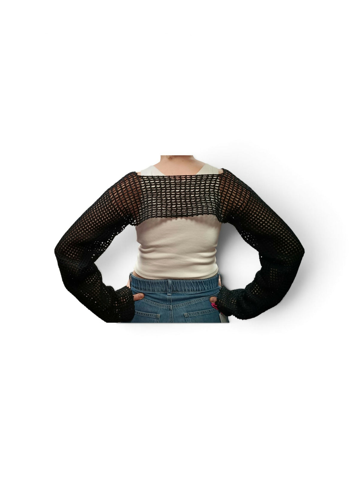 Mesh crop top with long sleeves