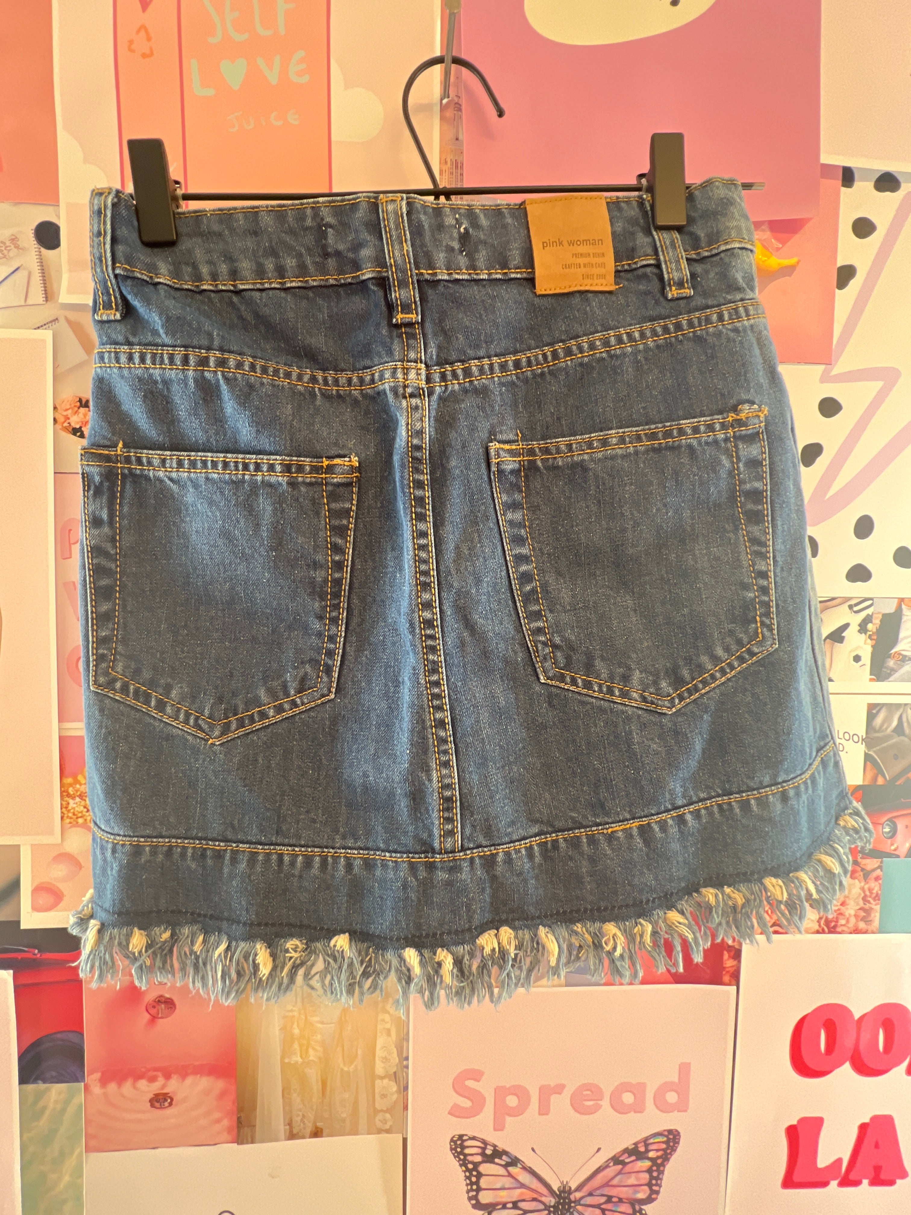 "Pink Woman" Jeans Skirt with Frills