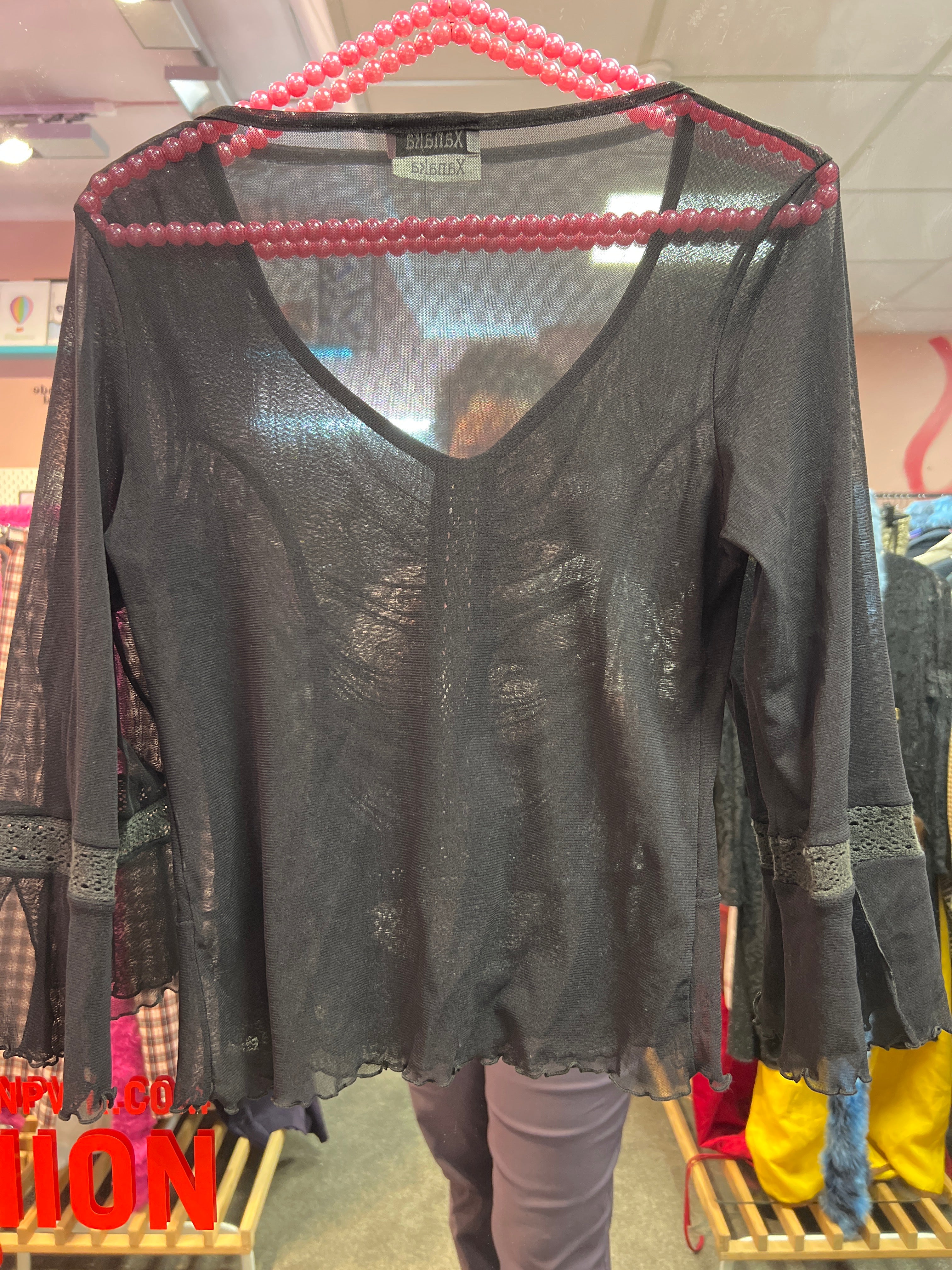 Xanaka black see through top with details