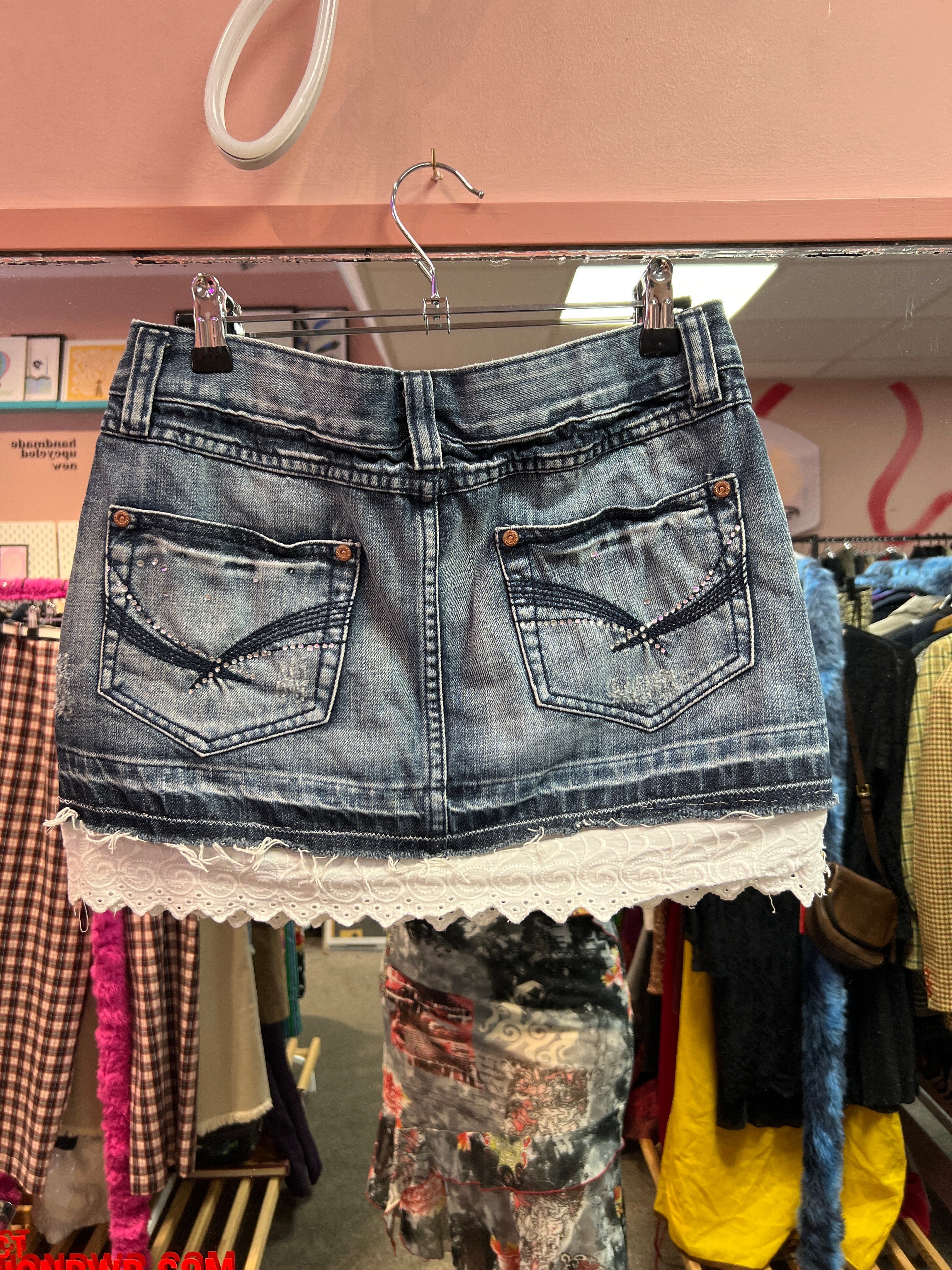 Strass jeans skirt