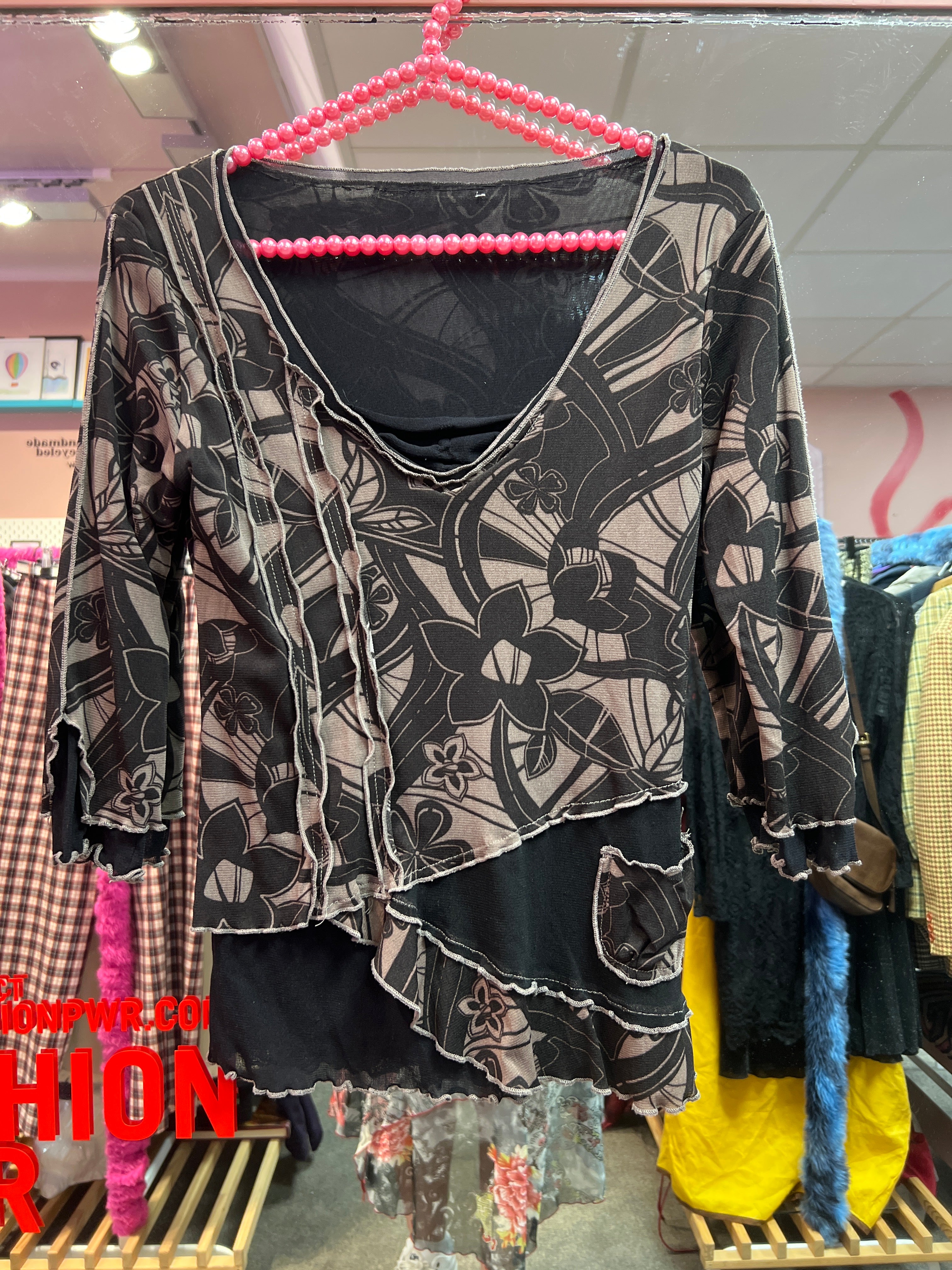 Double layered see through brown Y2K vibes top