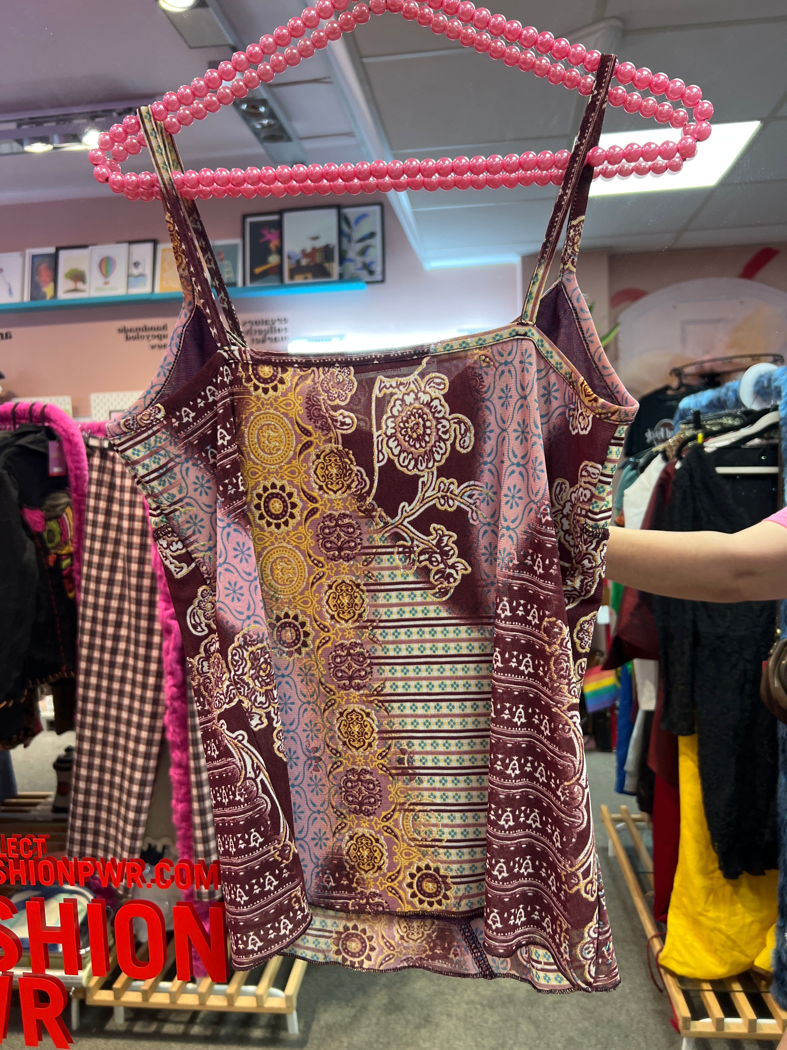Brown patterned Y2K vibes top Xanaka