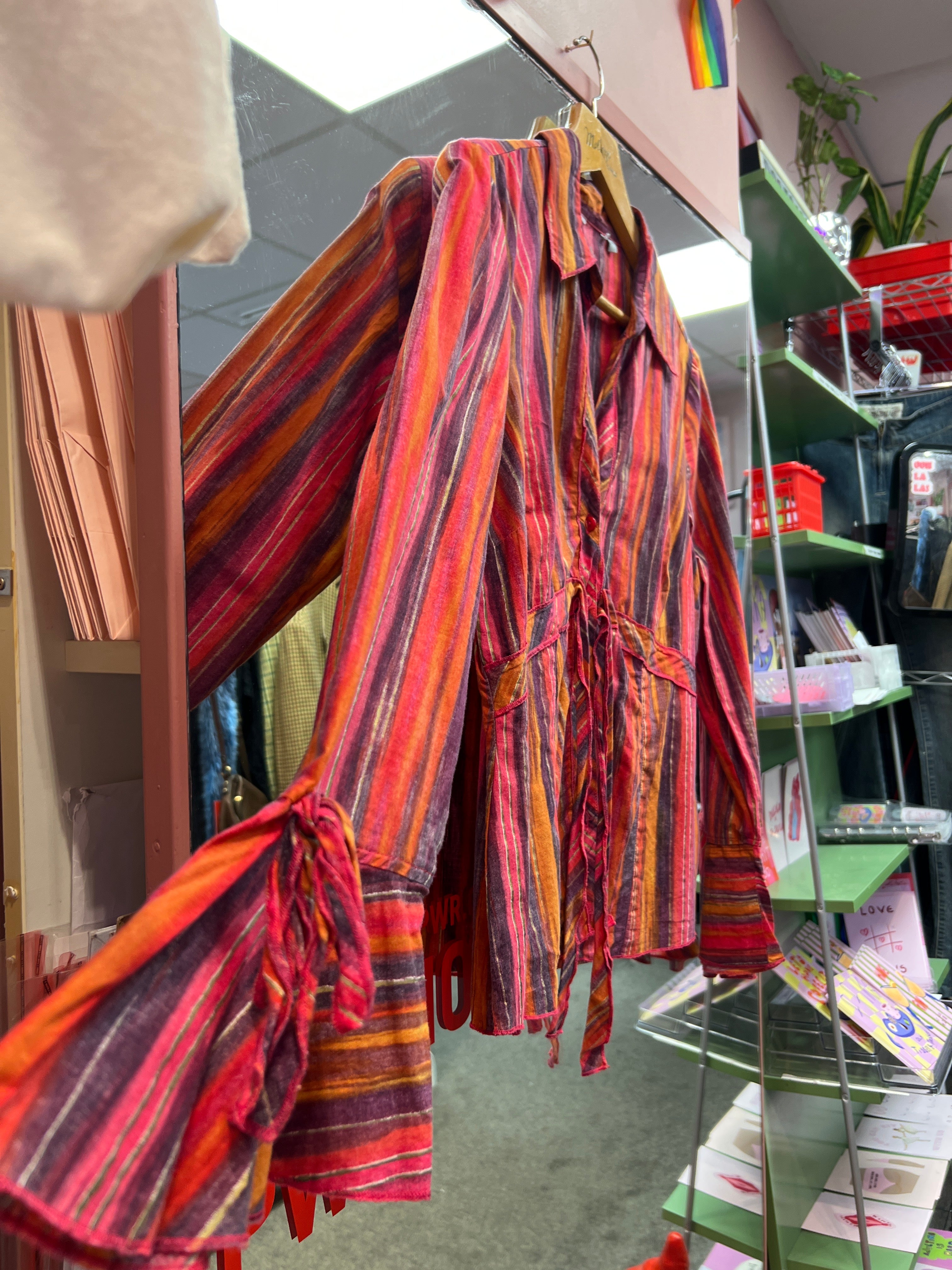 Colorful stripped 70s vibes top