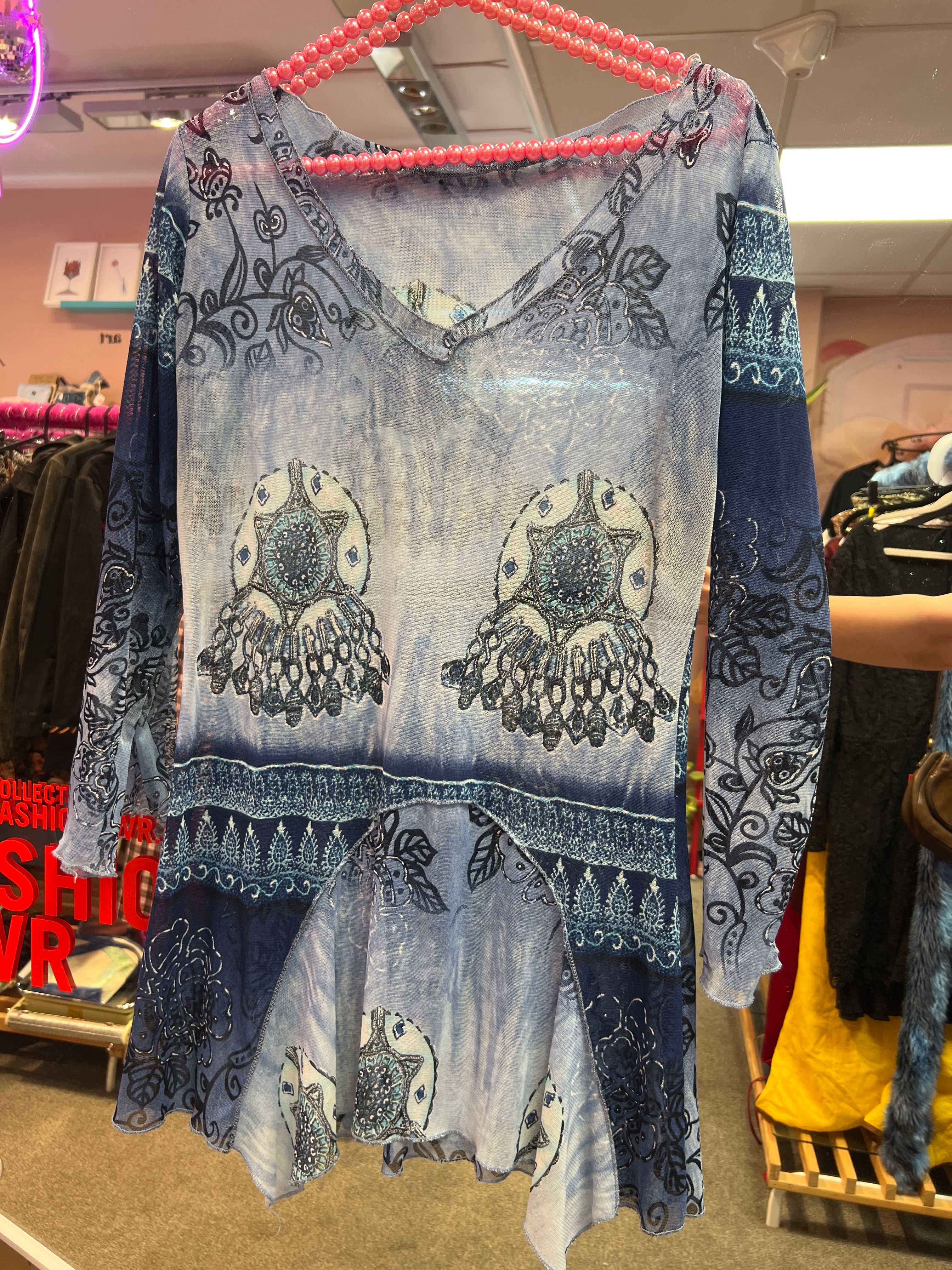 Blue Y2K see through blouse