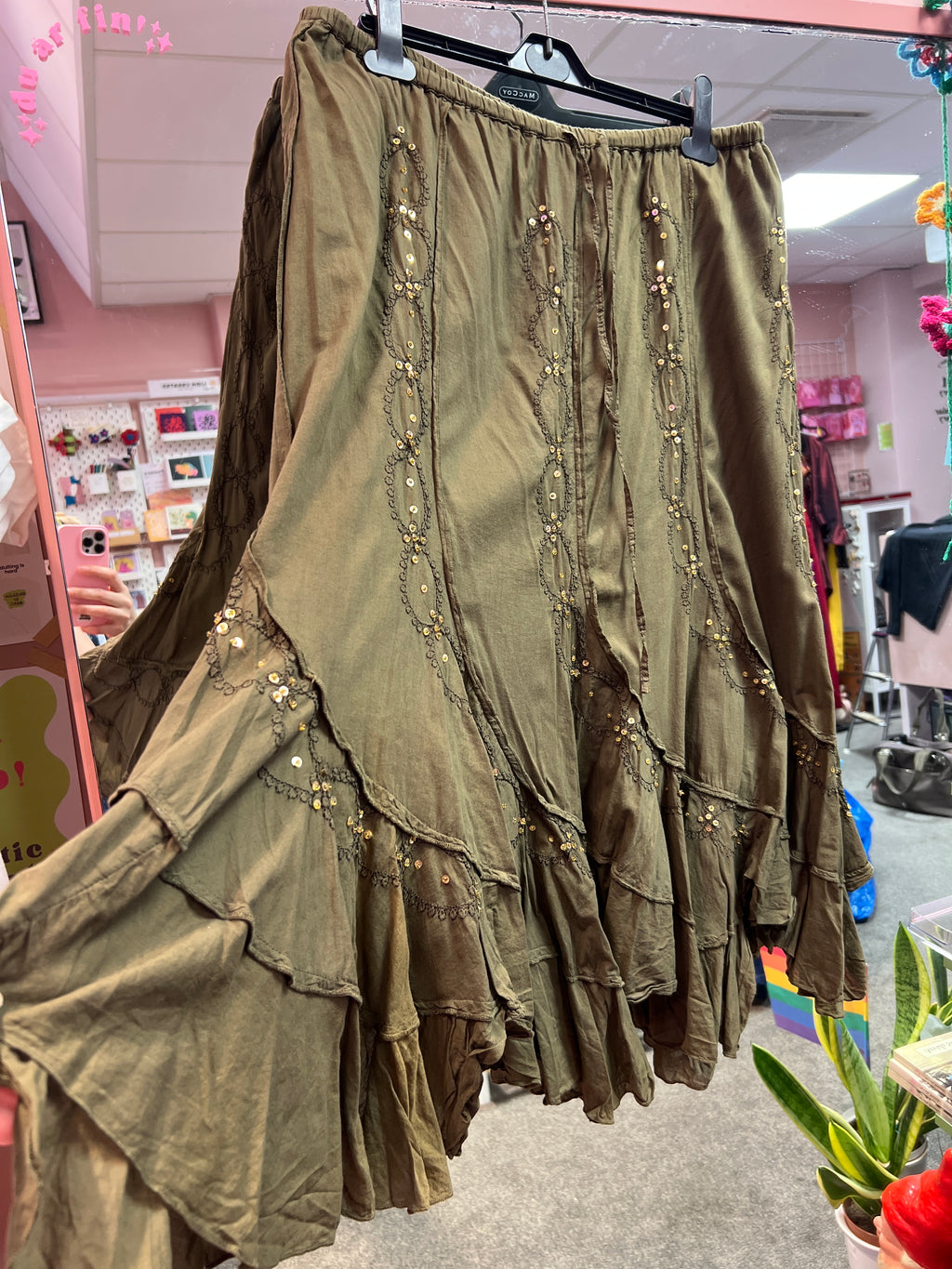 Bohemian green skirt