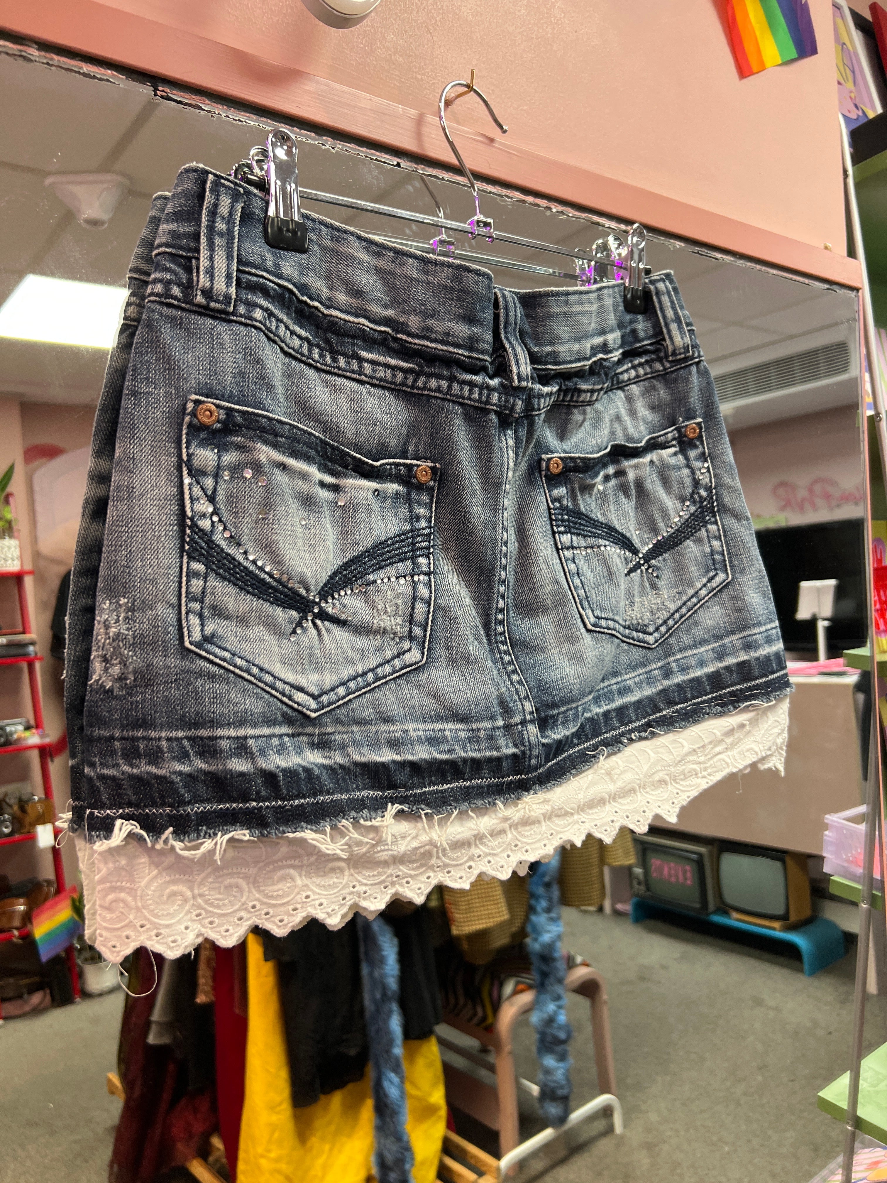 Strass jeans skirt