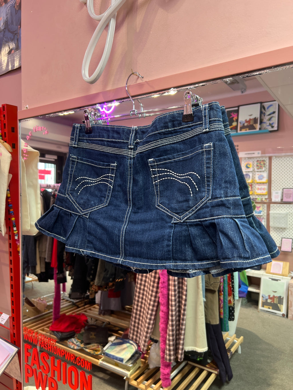 Jeans skirt dark blue with frills