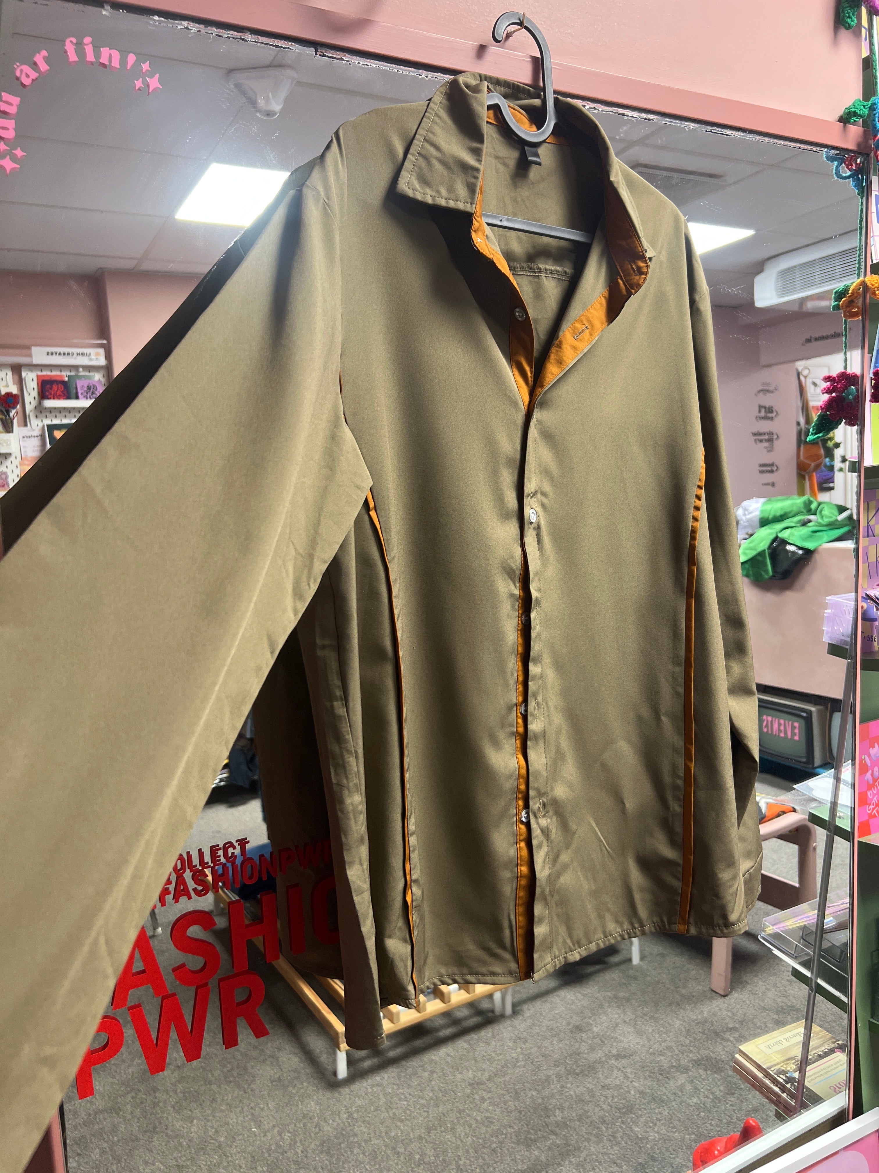 Dark green brown shirt