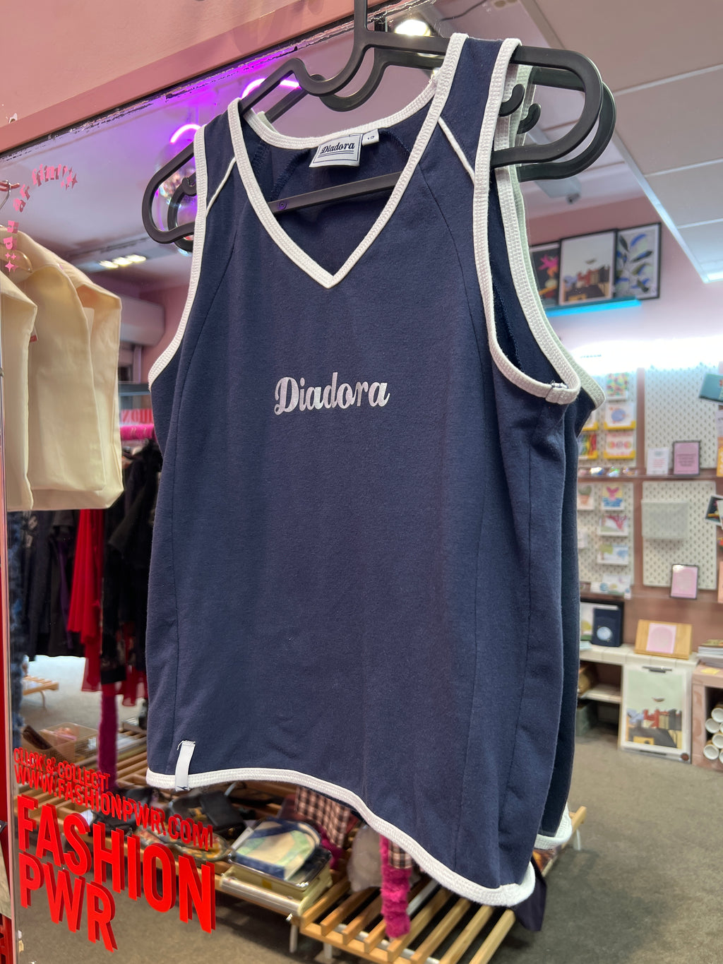 blue tank top