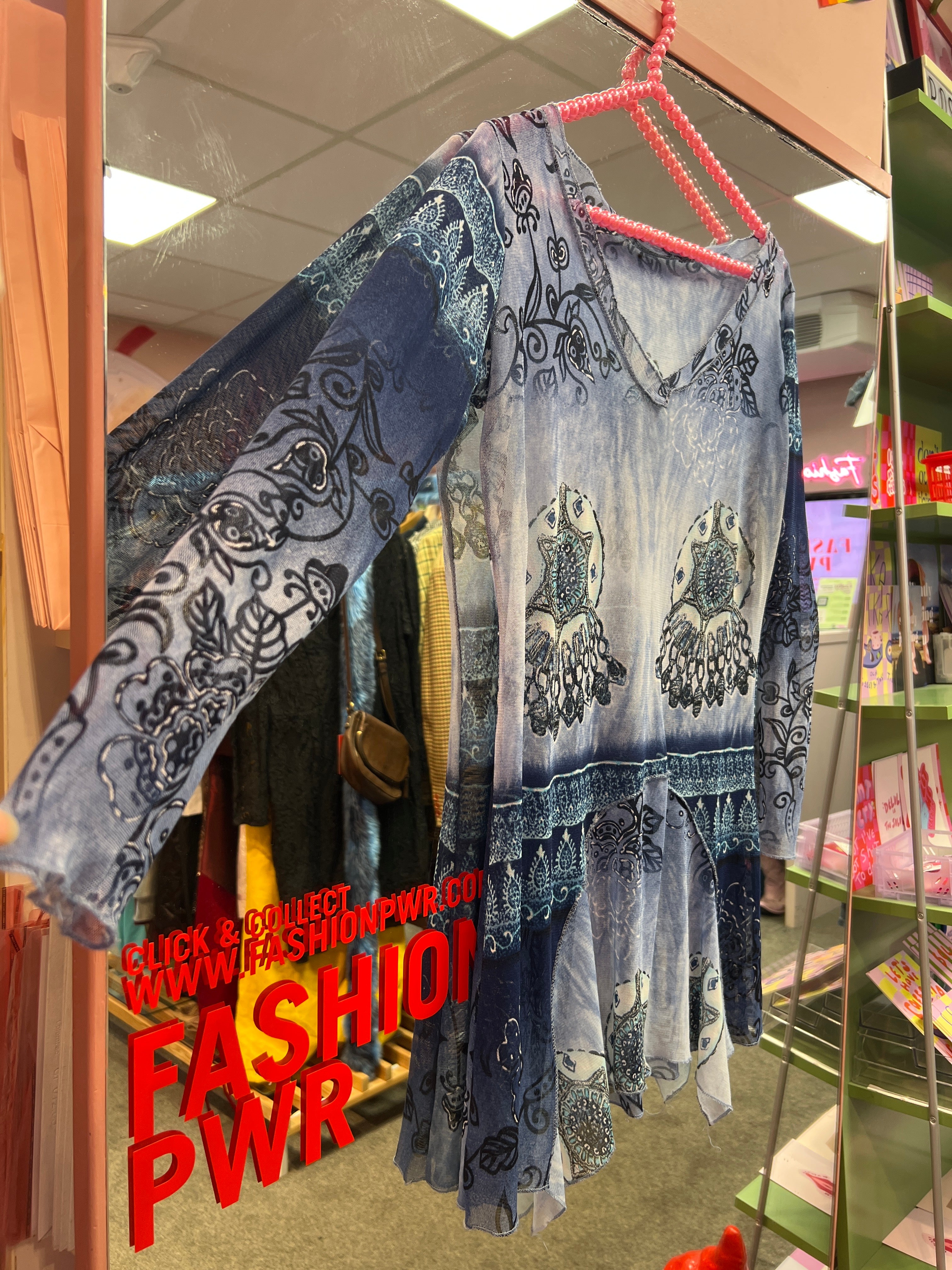 Blue Y2K see through blouse