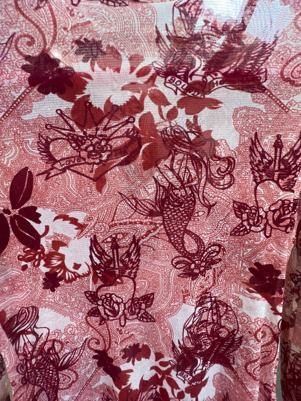 Red see through patterned Y2K vibes Eva Kayan top