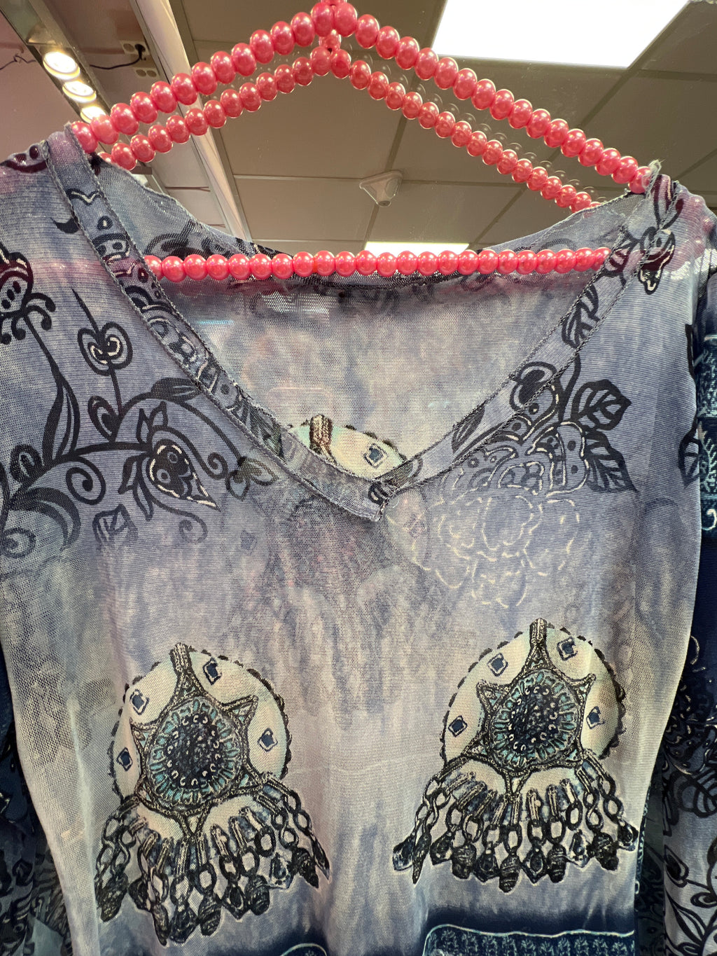 Blue Y2K see through blouse