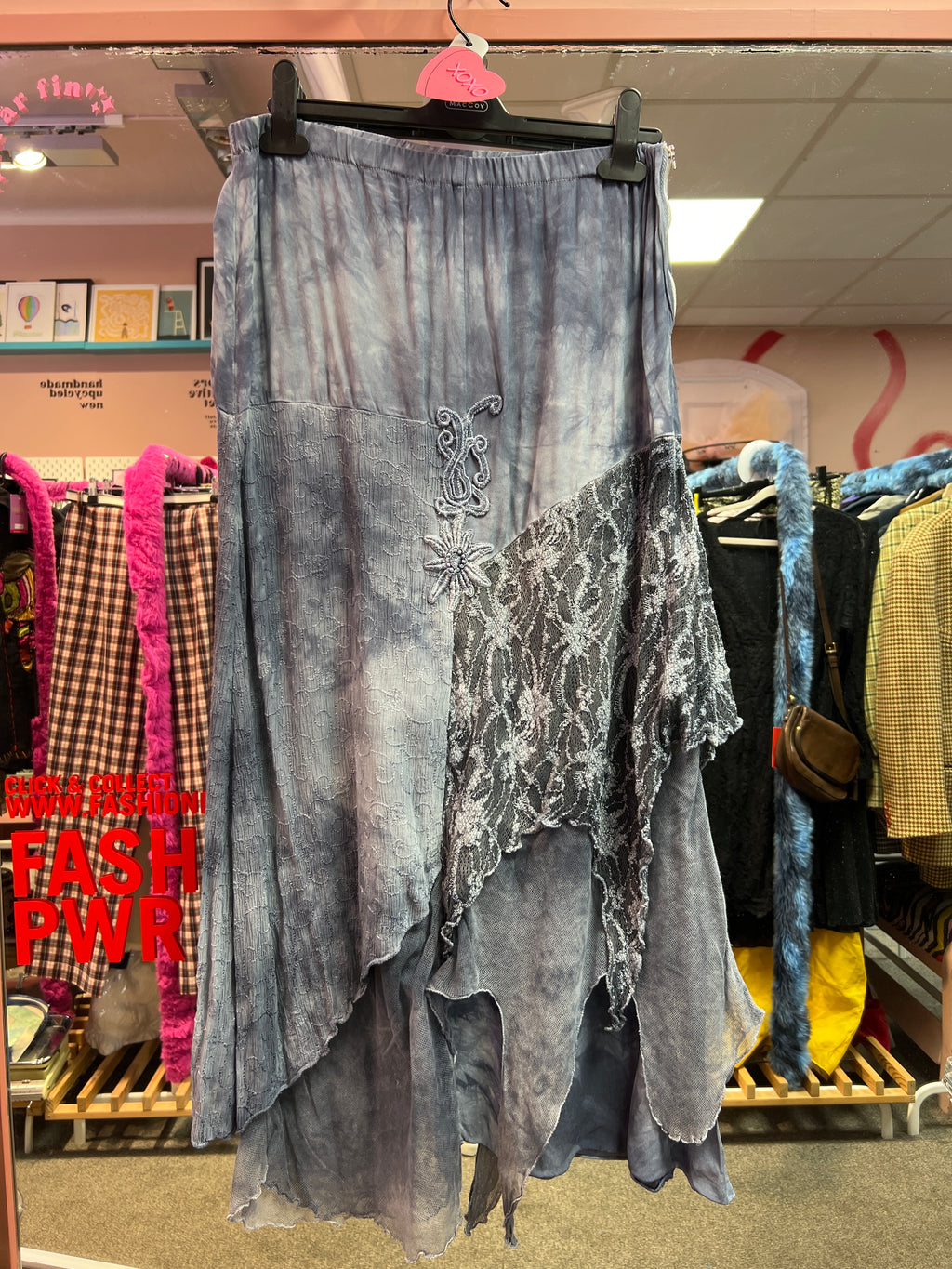 Asymmetrical blue bohemian skirt