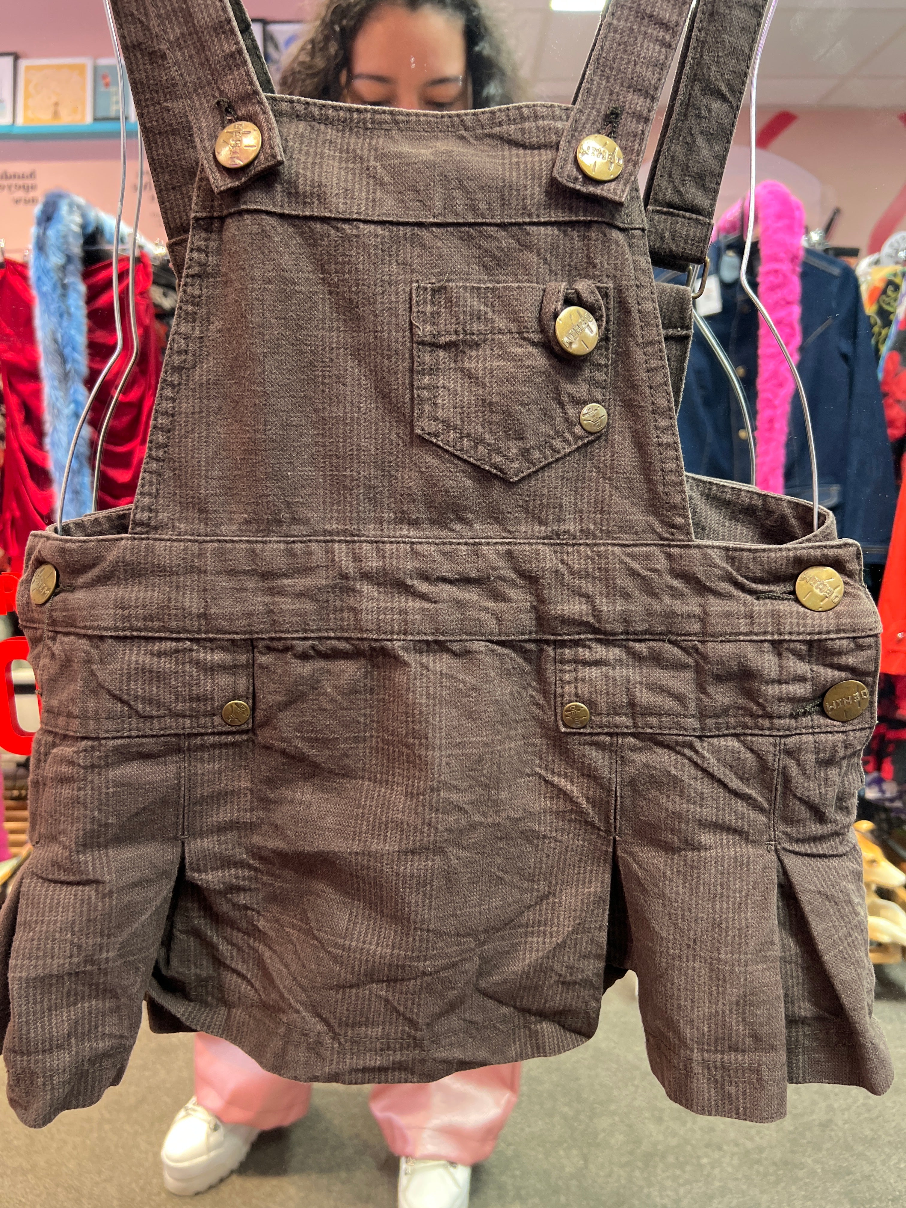 BSK brown overall mini skirt