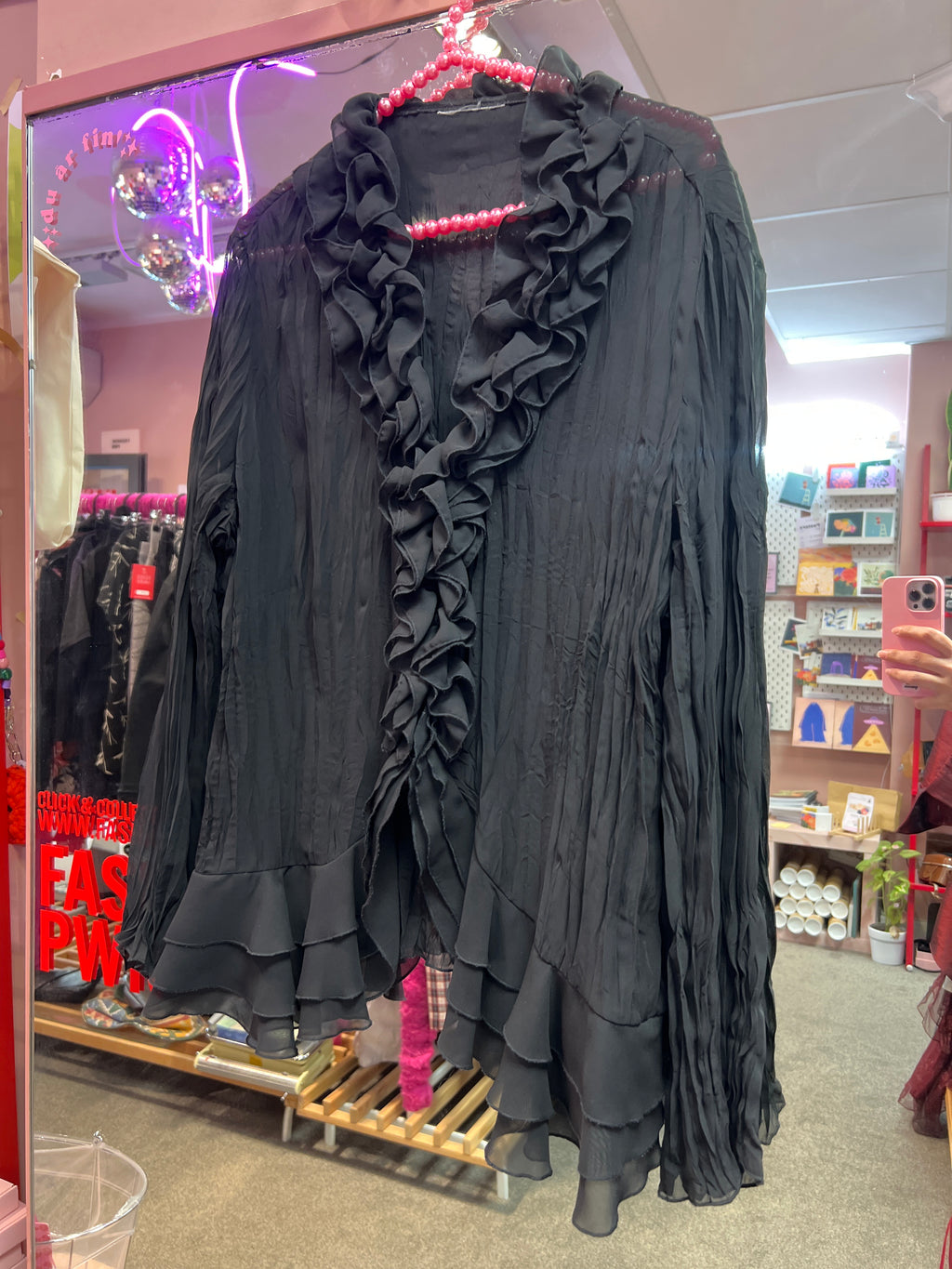 Black ruffles Y2K see through blouse