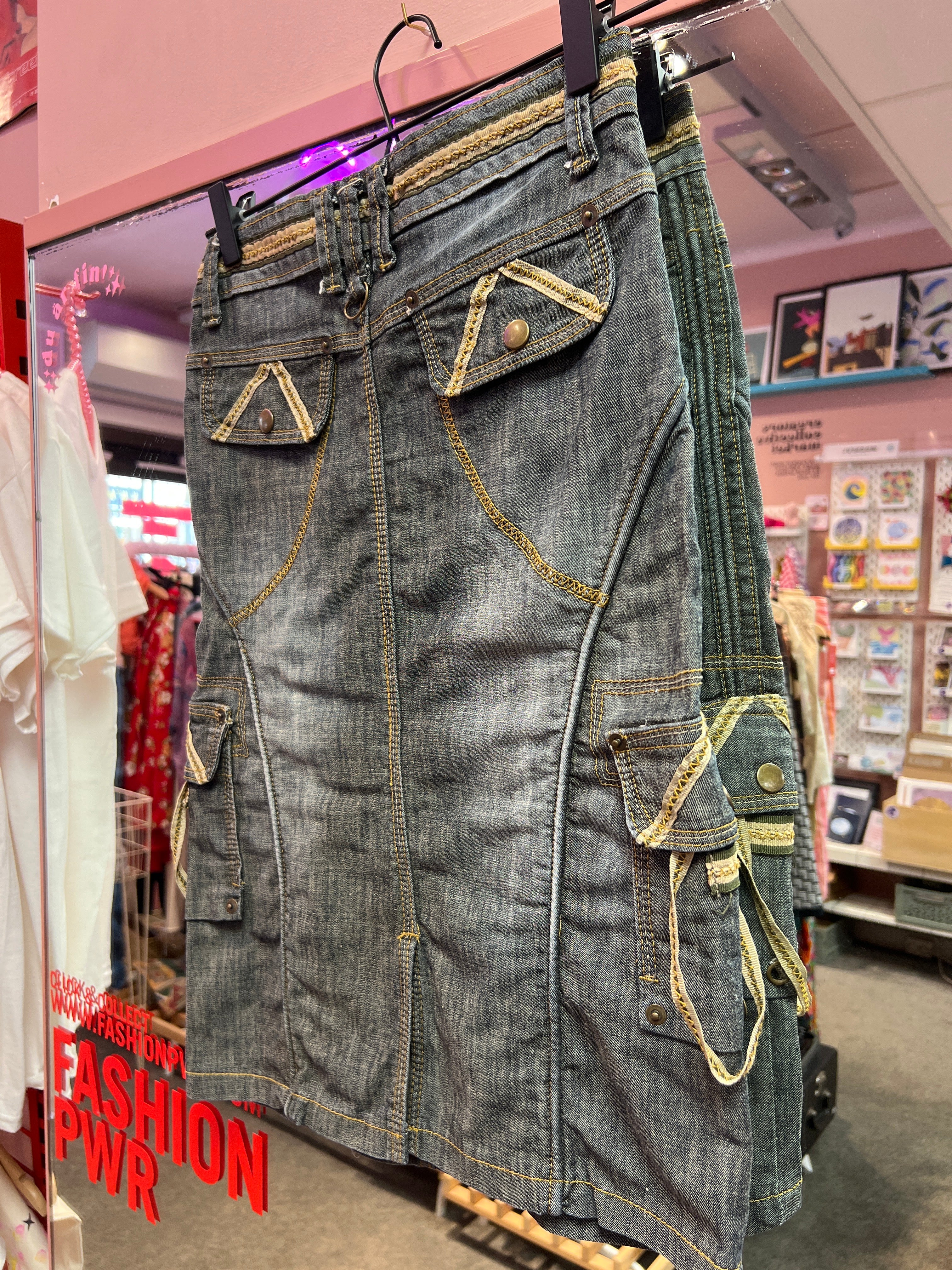 Y2K vibes midi jeans skirt