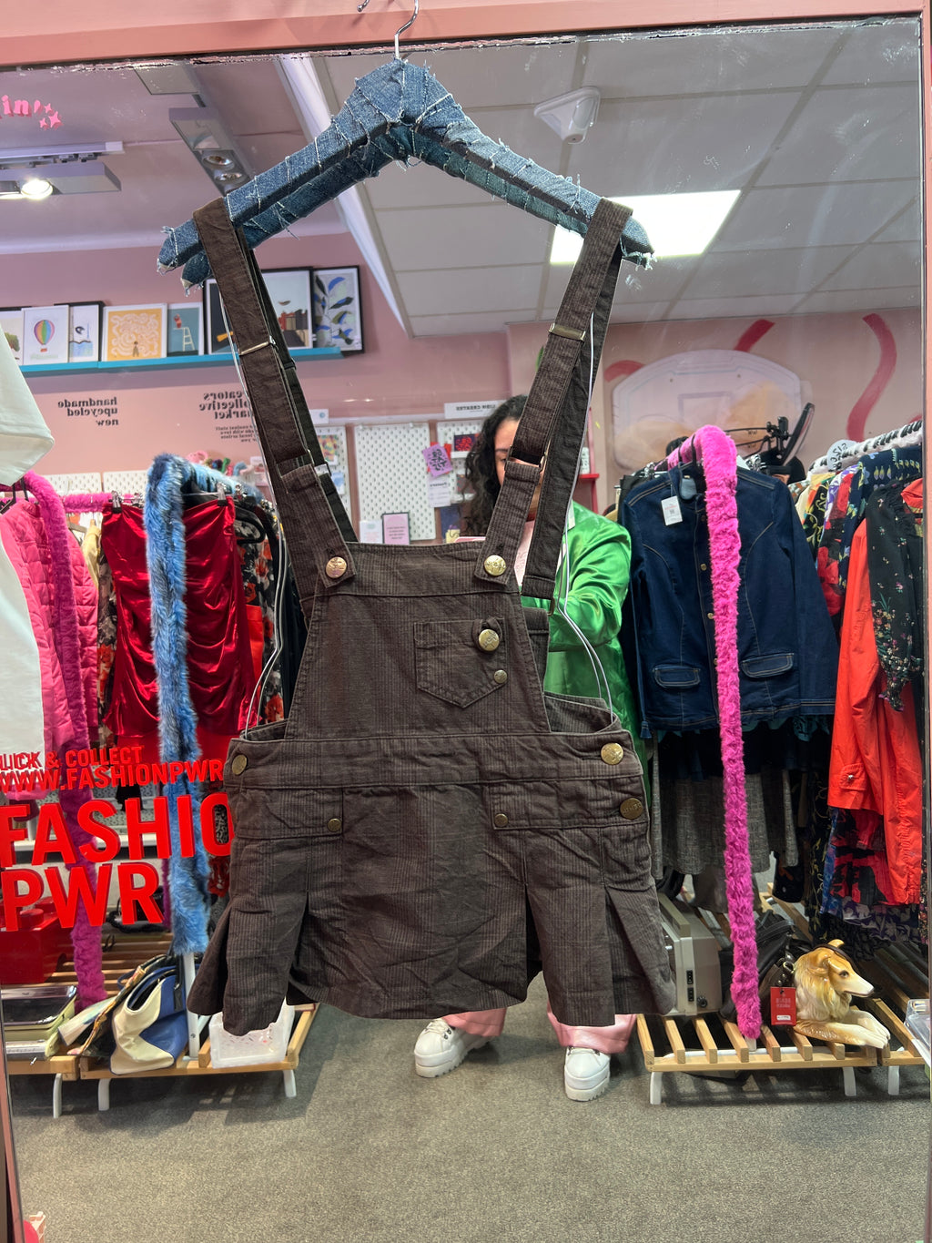 BSK brown overall mini skirt
