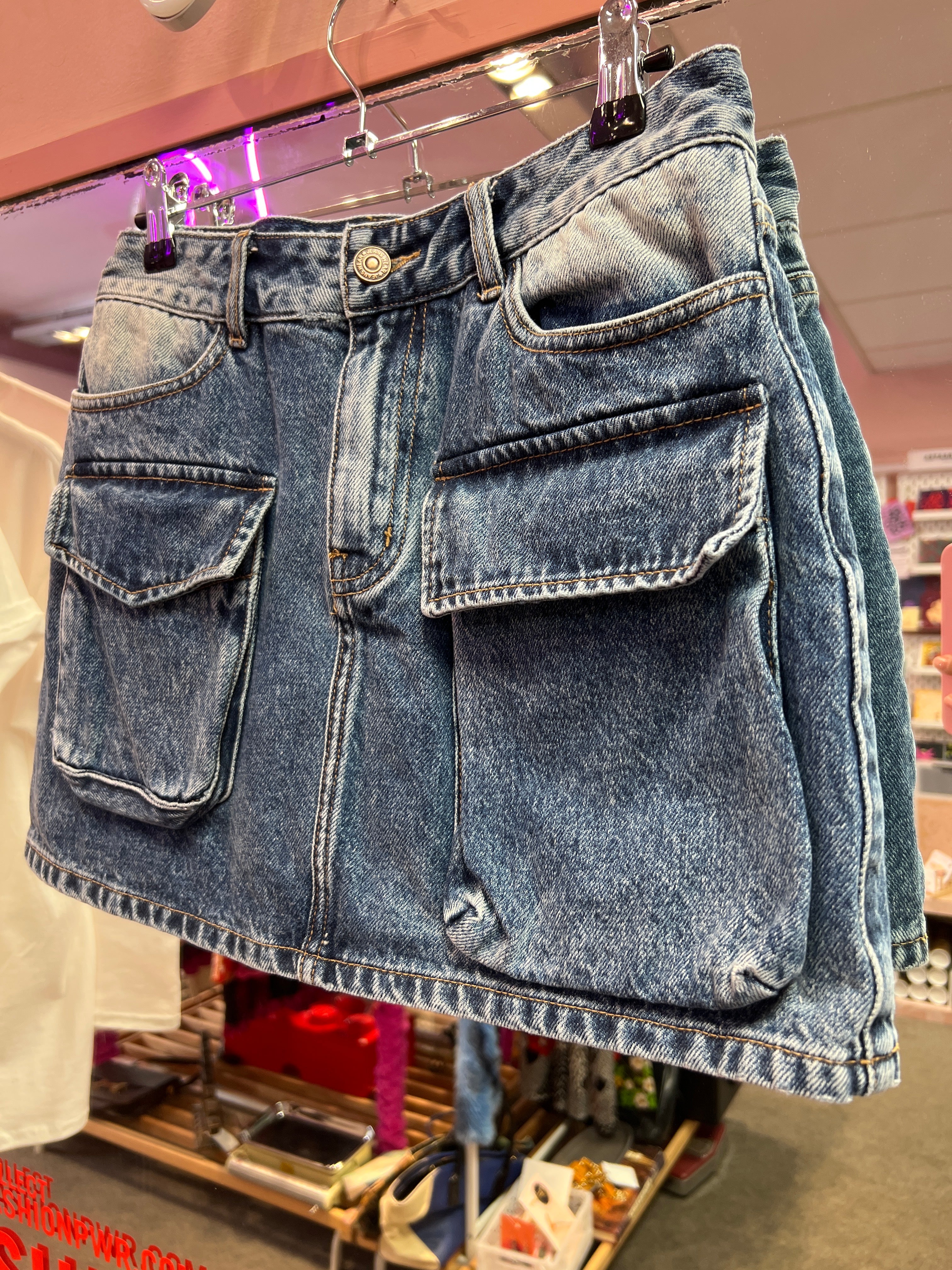 Mini skirt Jeans Wear big pockets on the front