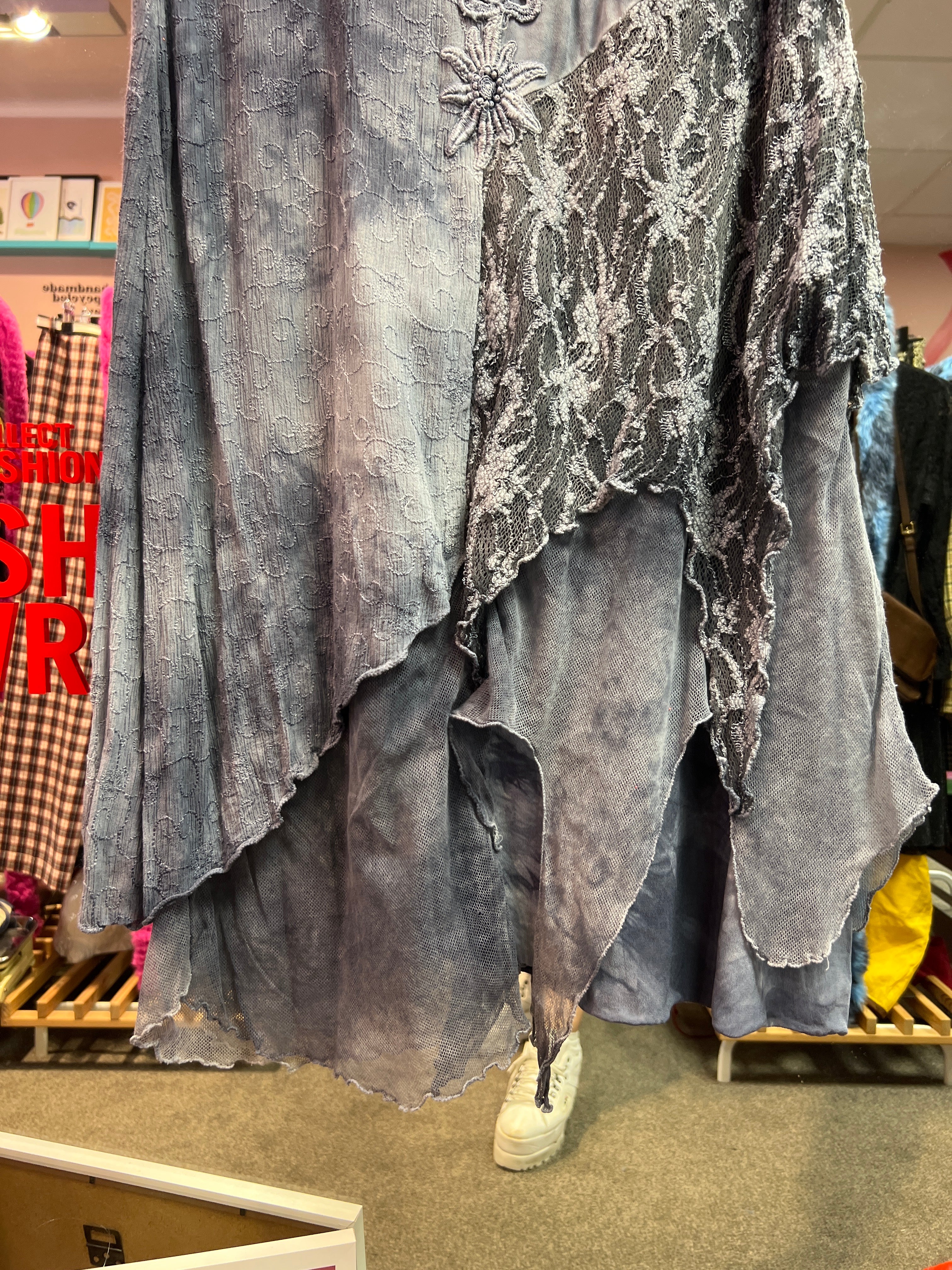 Asymmetrical blue bohemian skirt