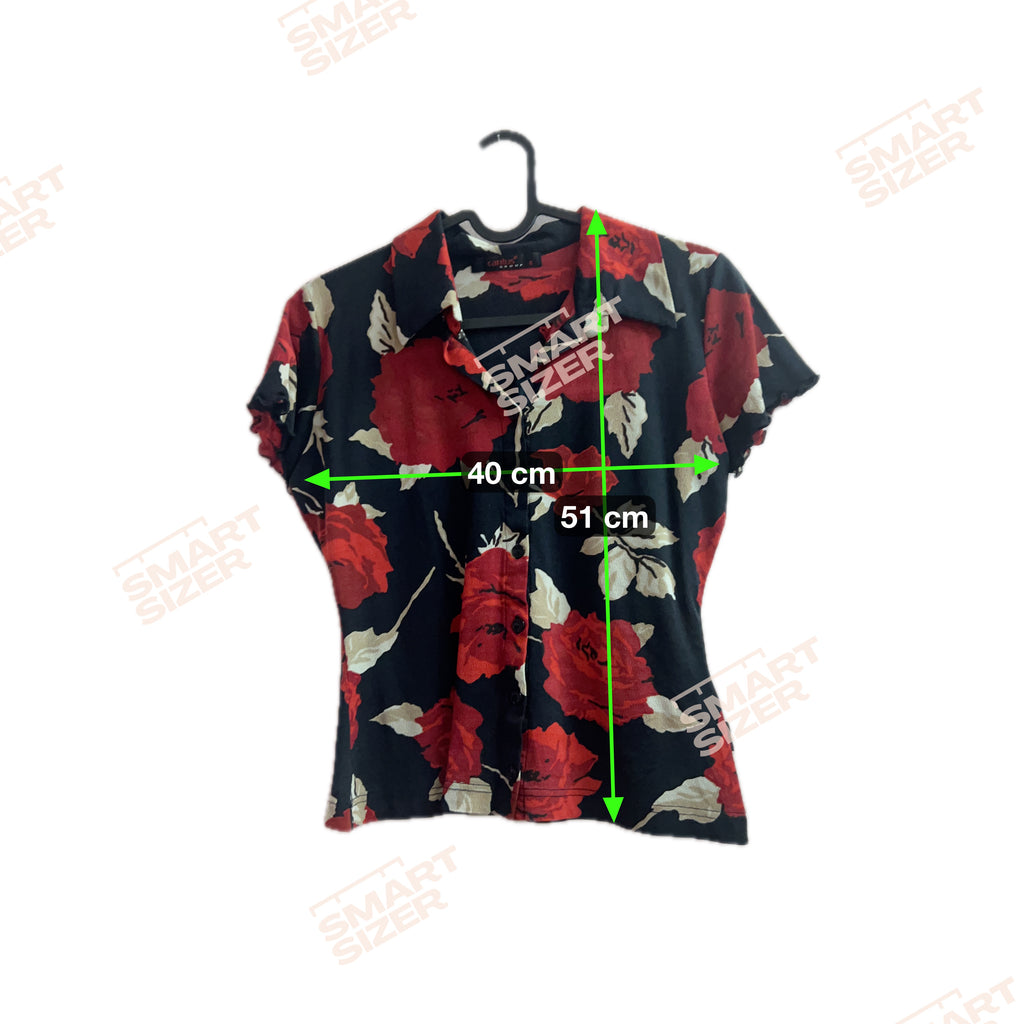 "Cantus" Red Roses Blossom Blouse