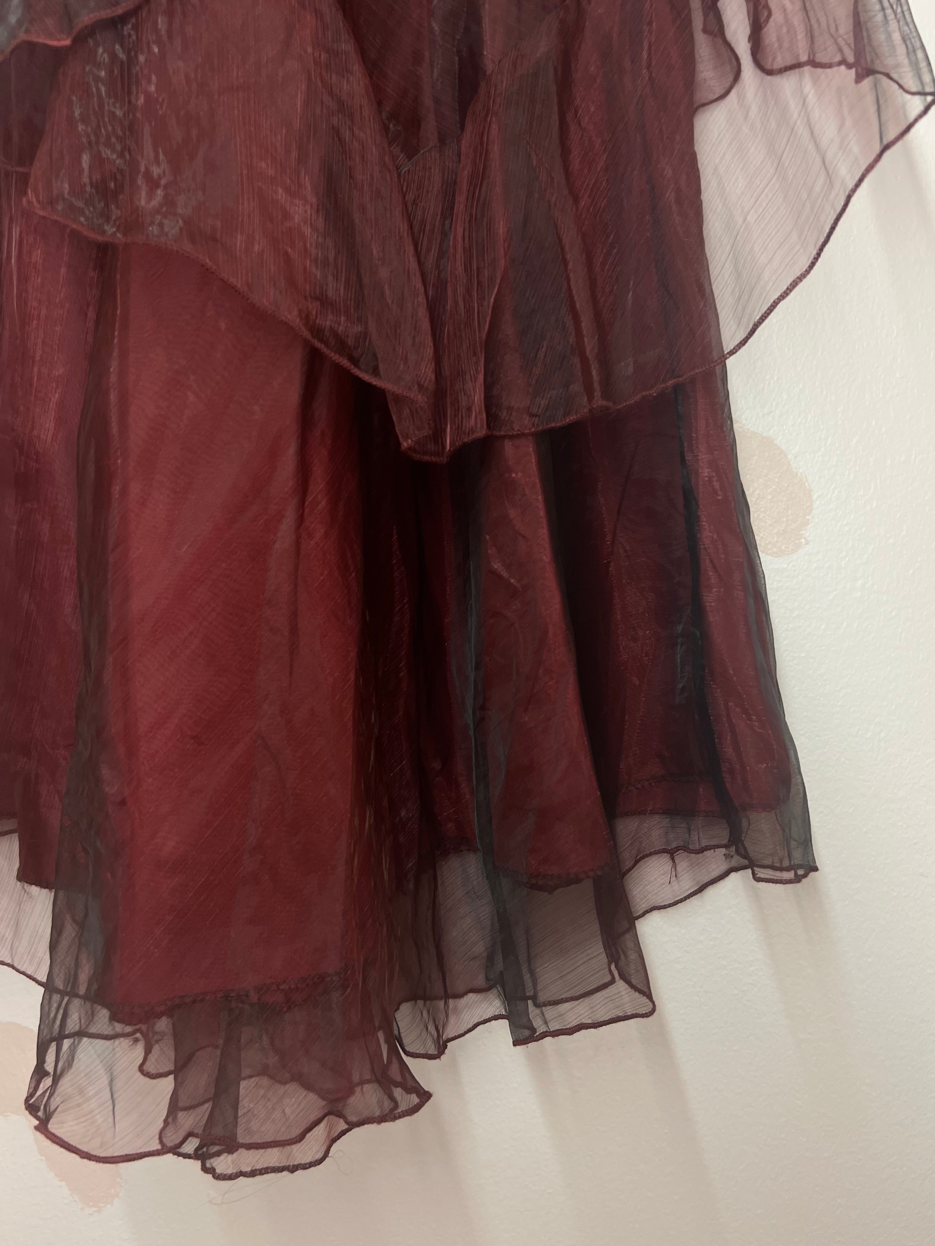 Ruffled Wine Red Dress